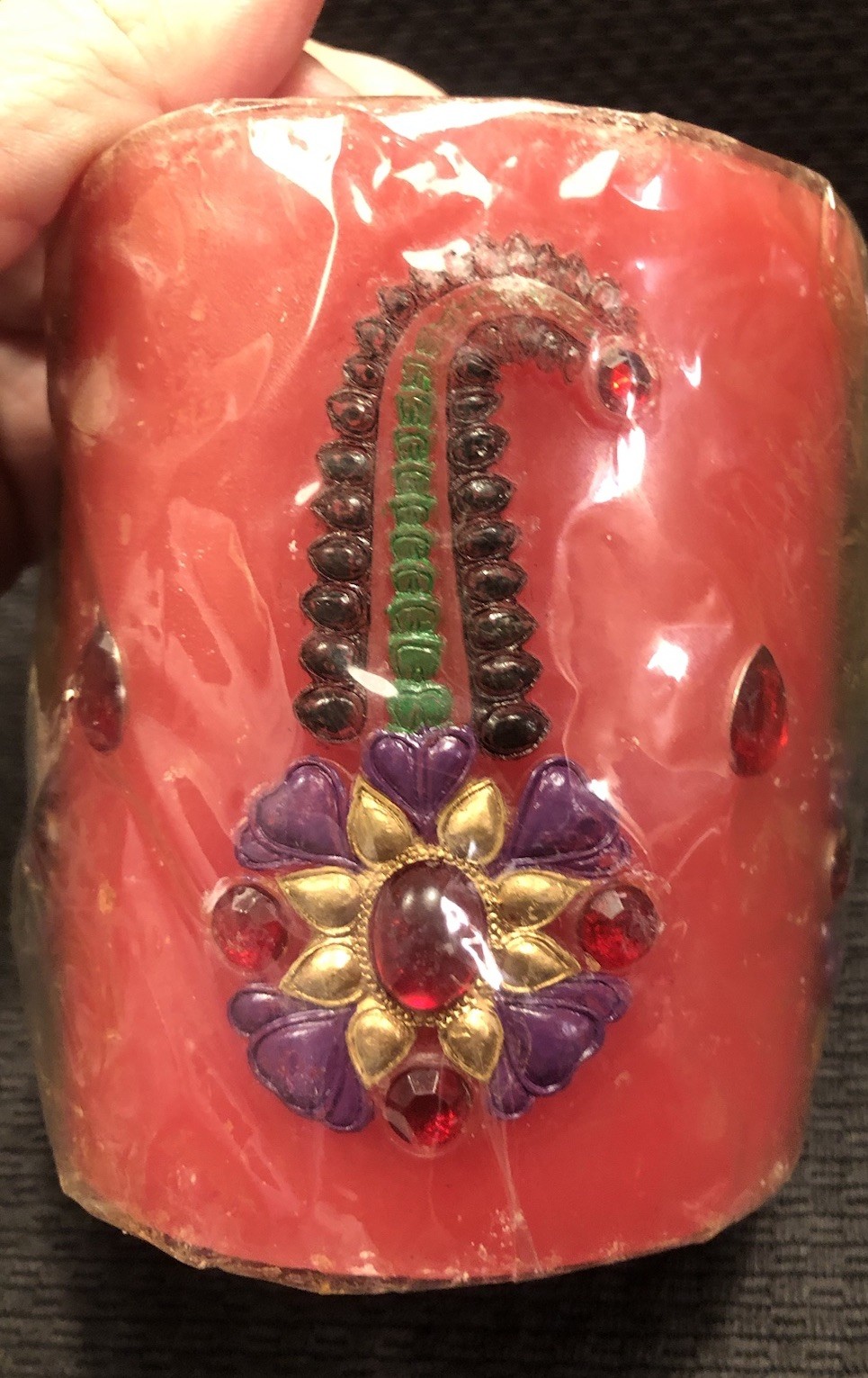 Mughal Jewel Candle Pillar Rare Opulent Vintage Decorative Bejeweled India