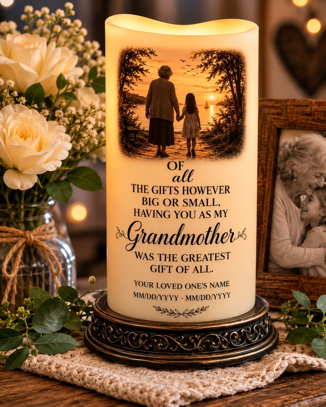 Send photo, name & dates after purchase