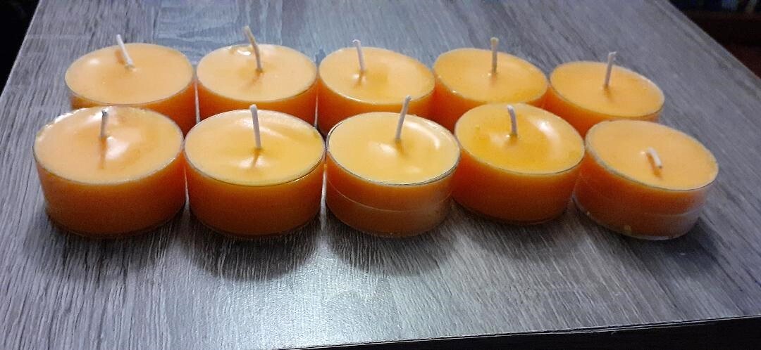 25 TEA LIGHTS CHOCOLATE CANDY CORN HIGHLY SCENTED HANDMADE SOY WAX