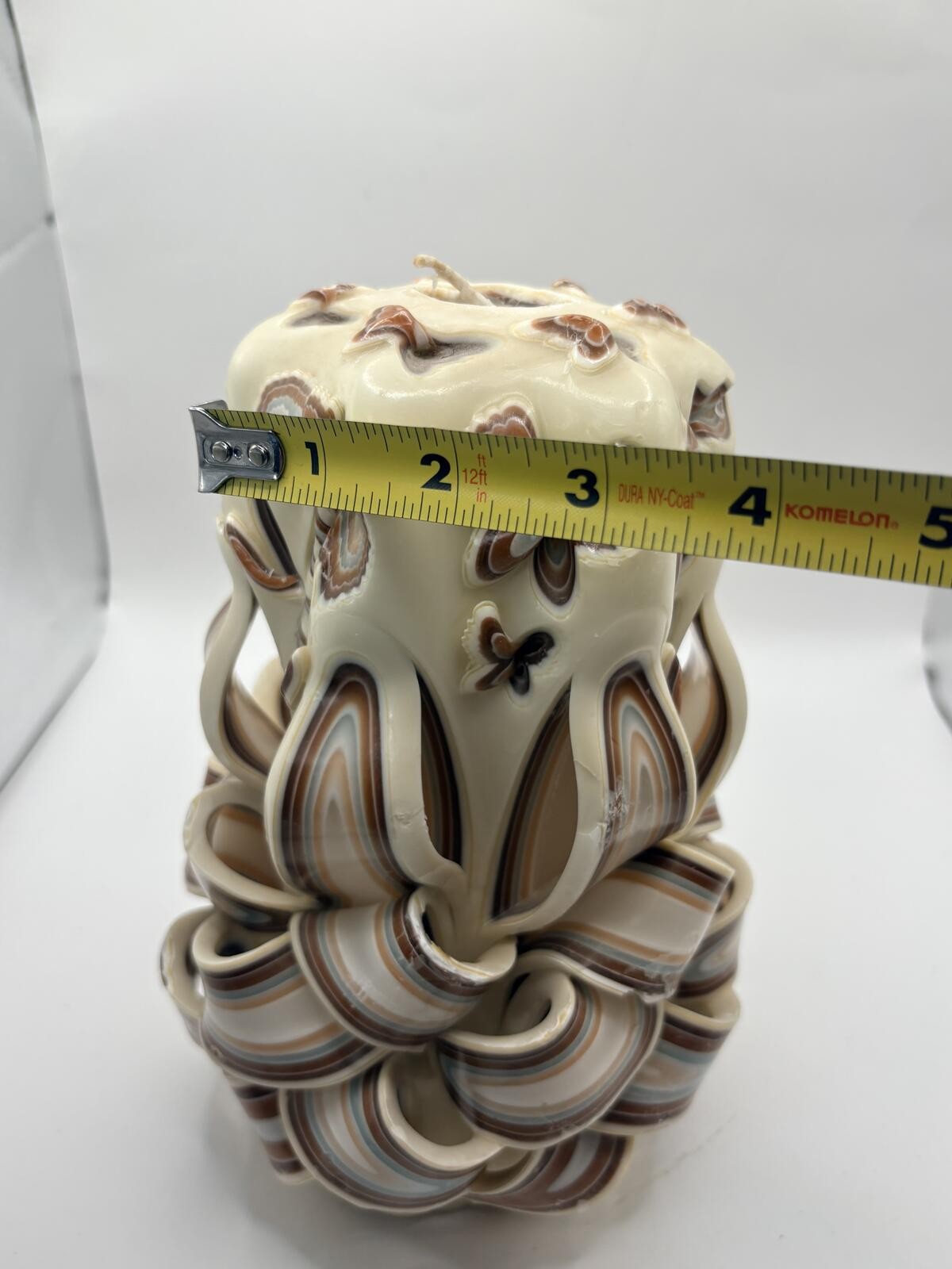 Hand Carved Layered Wax Candle Butterfly Floral Art Decor
