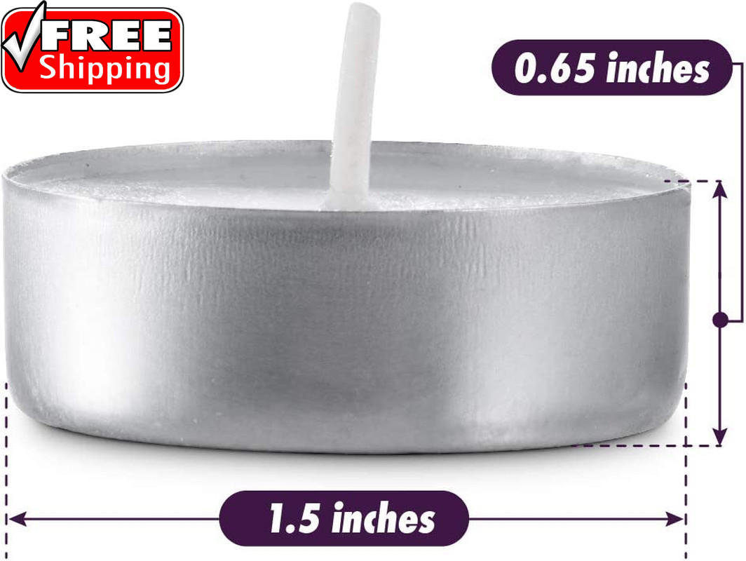 Unscented Tea Light Candles 100 Pack | 4 Hours, White, Smokeless, Dripless Small