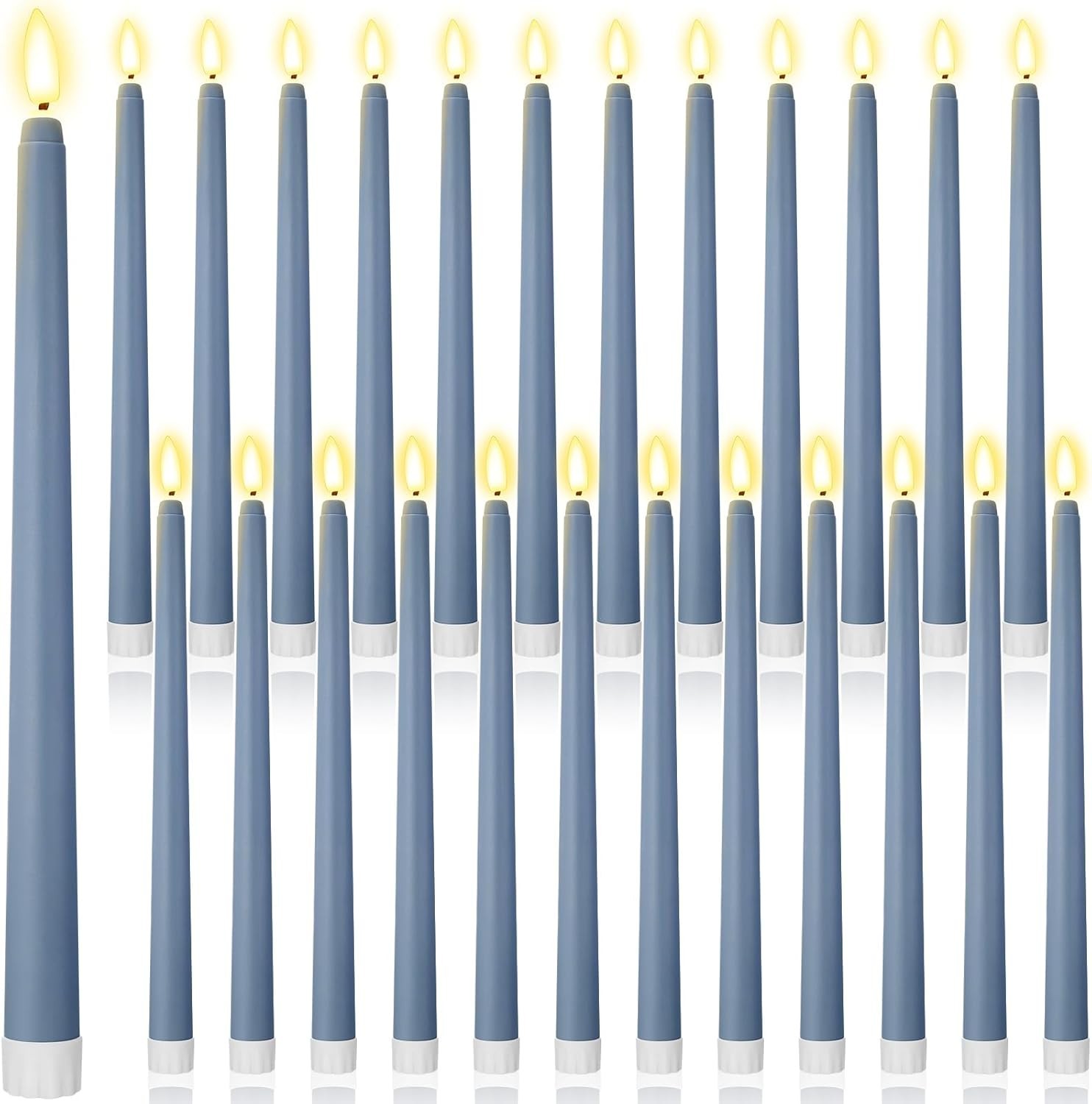 Macarrie 24 Packs Flameless Taper Candles Battery Operated Fake 11″ Hase Blue