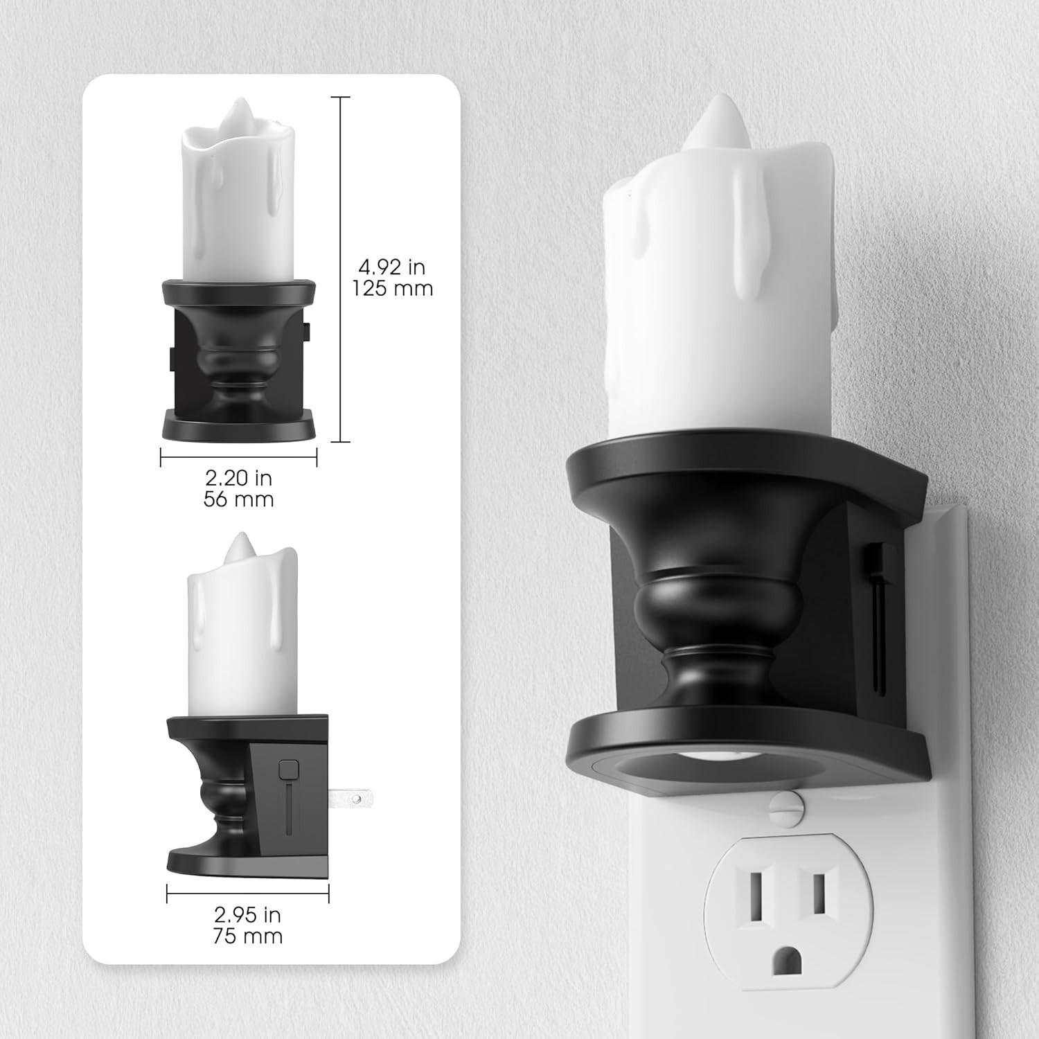 LED Flameless Candle Night Light – 2 Pack with Adjustable Brightness & Warm Glow