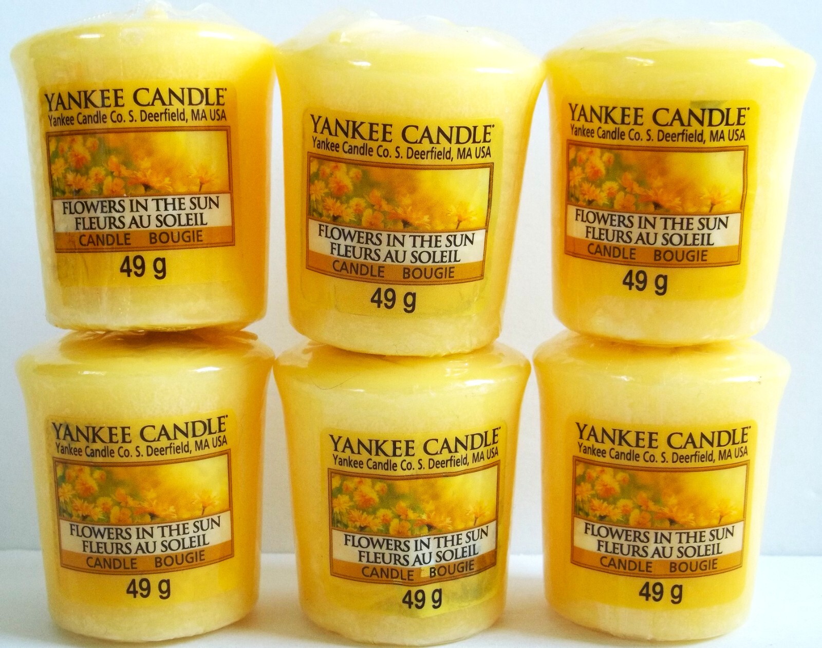YANKEE CANDLE Sampler Votive Candles, FLOWERS IN THE SUN, NEW x 6