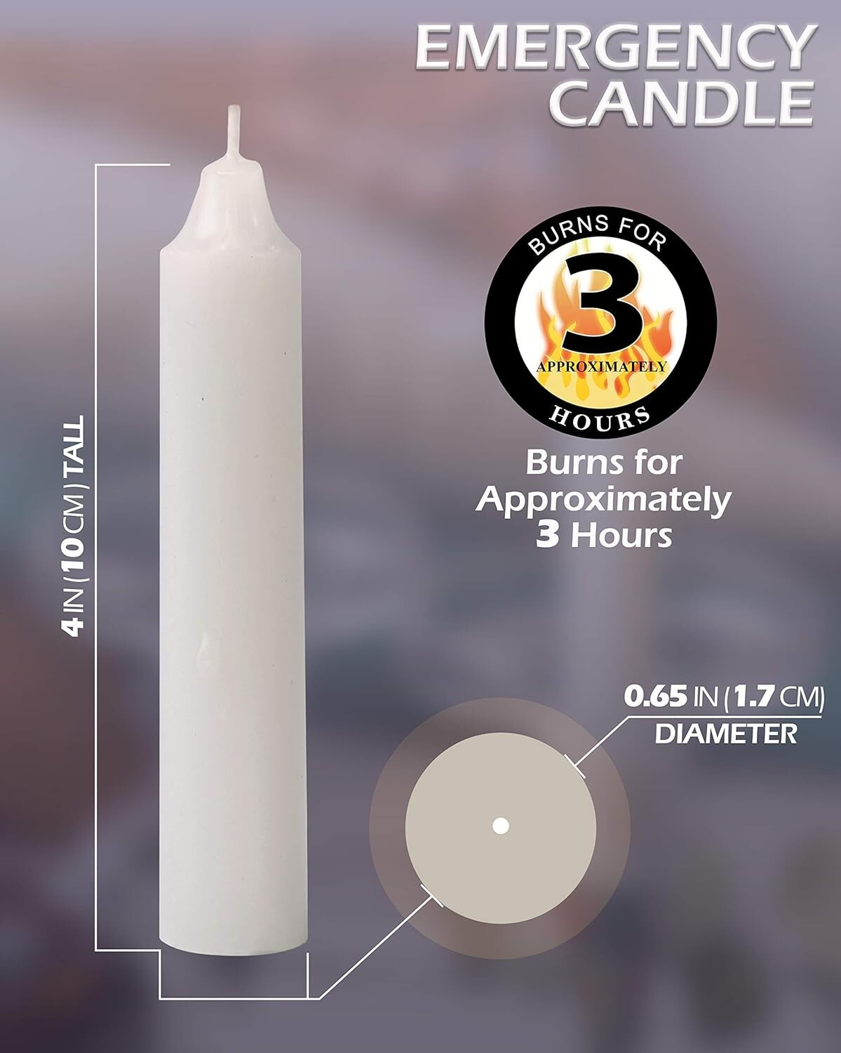Emergency Candles 24 Pack White Short Taper Candles Unscented Home Emergency Kit