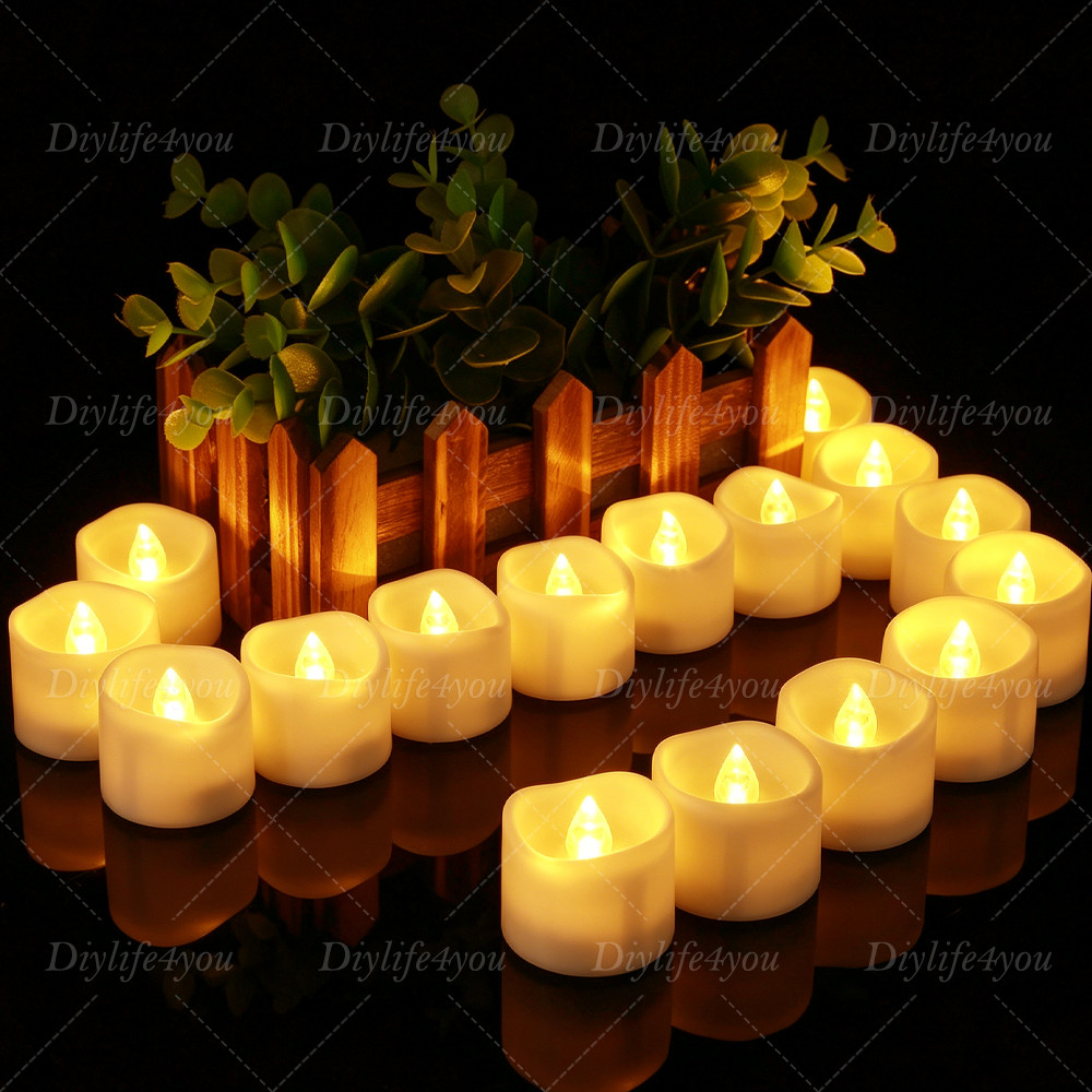 12/24PCS LED Tea Lights Flickering with Remote Candles Votive Battery Operated