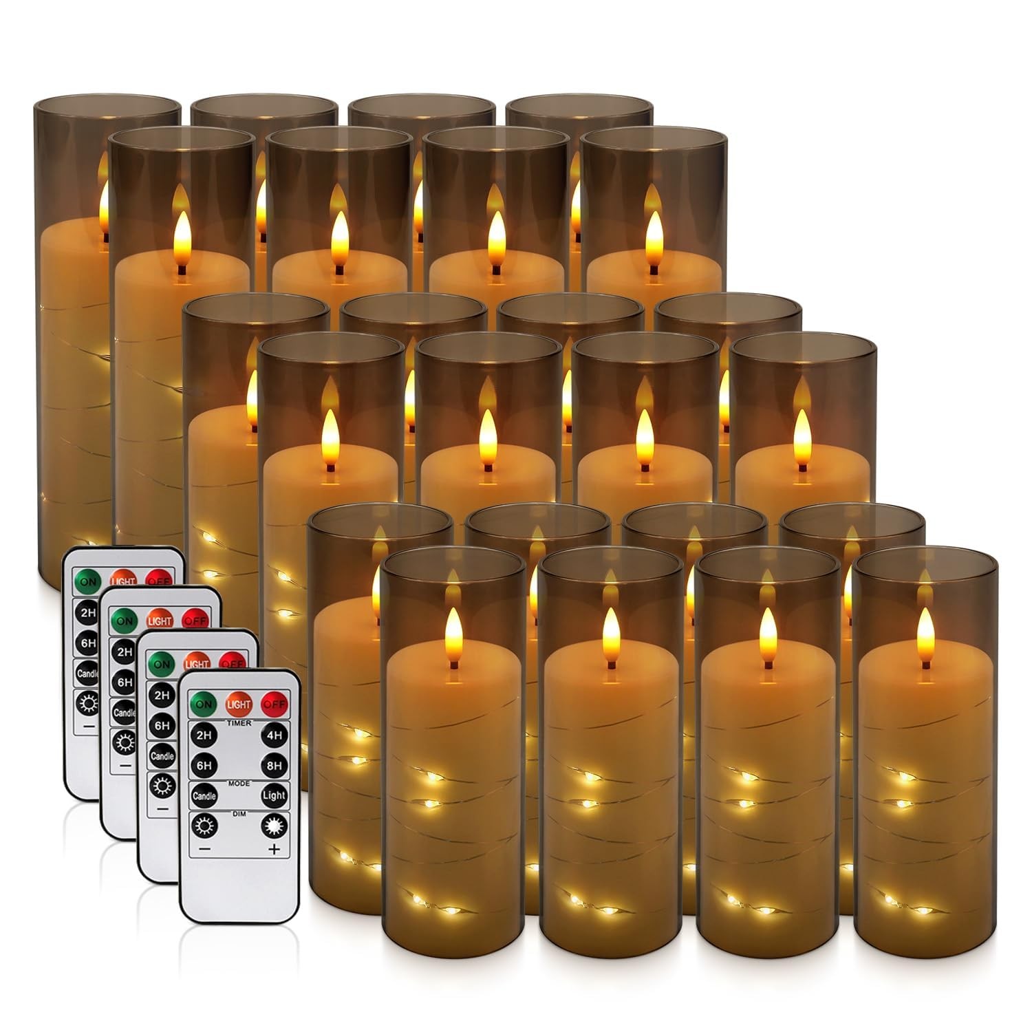 24 Pack Flameless LED Pillar Candles with Remote & Timer, Flickering Battery …