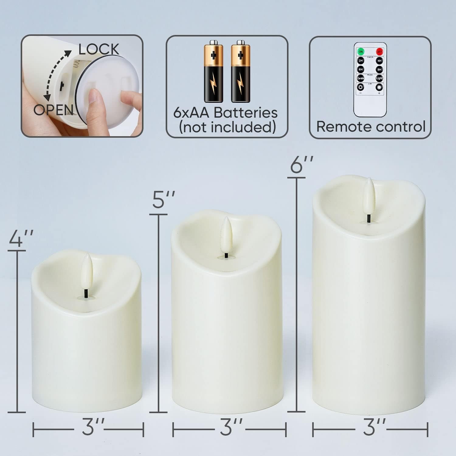 Indoor-Outdoor Flameless Candle Set – Waterproof LED Pillars with Remote Control