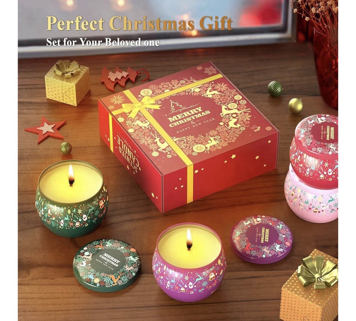 4-Pack 4.4 oz Each Aromatherapy Scented Candles Stress Relief 120 Hours Gift Set