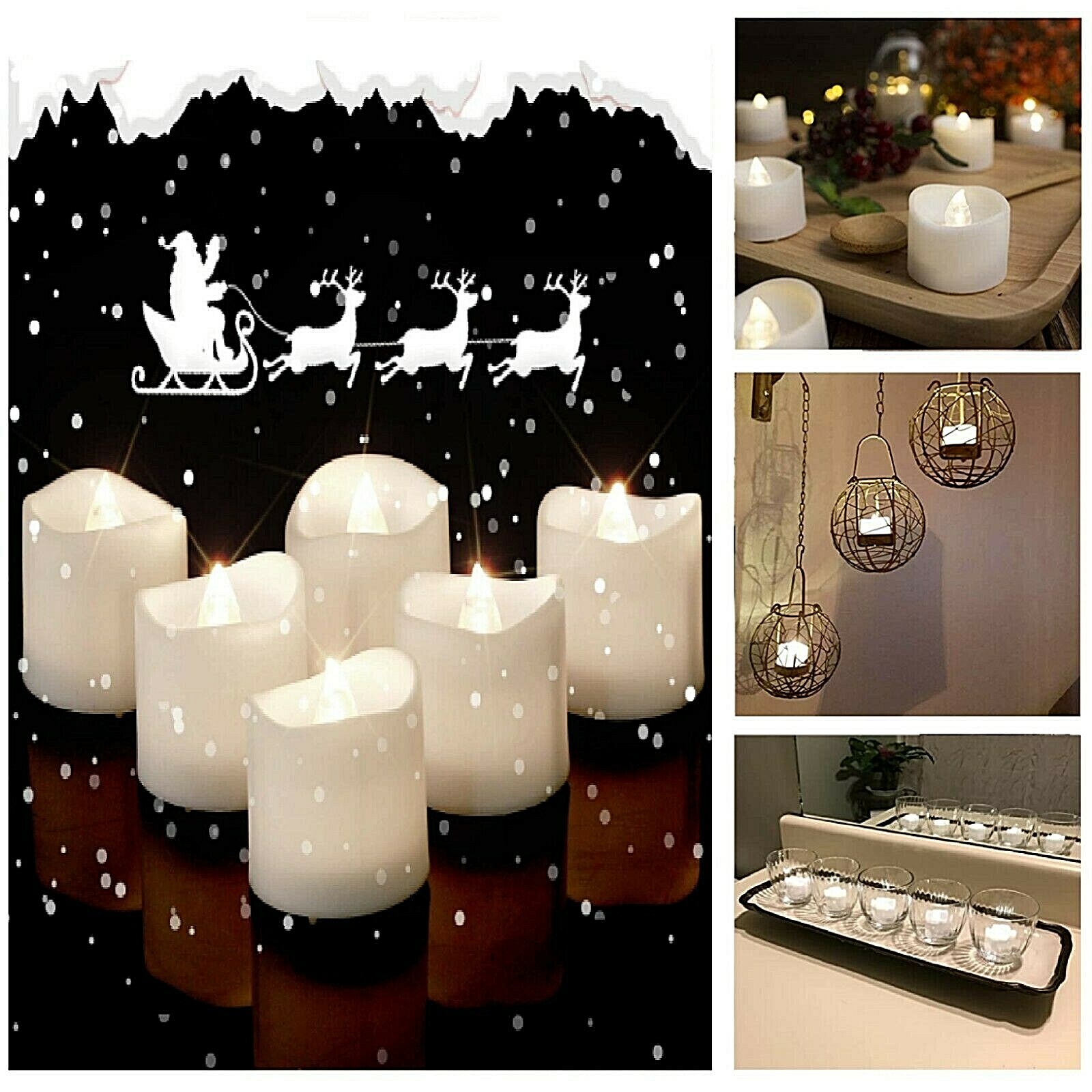 Flameless LED Candles For Outdoor Indoor Tea Candle Plastic Bright White Set 12