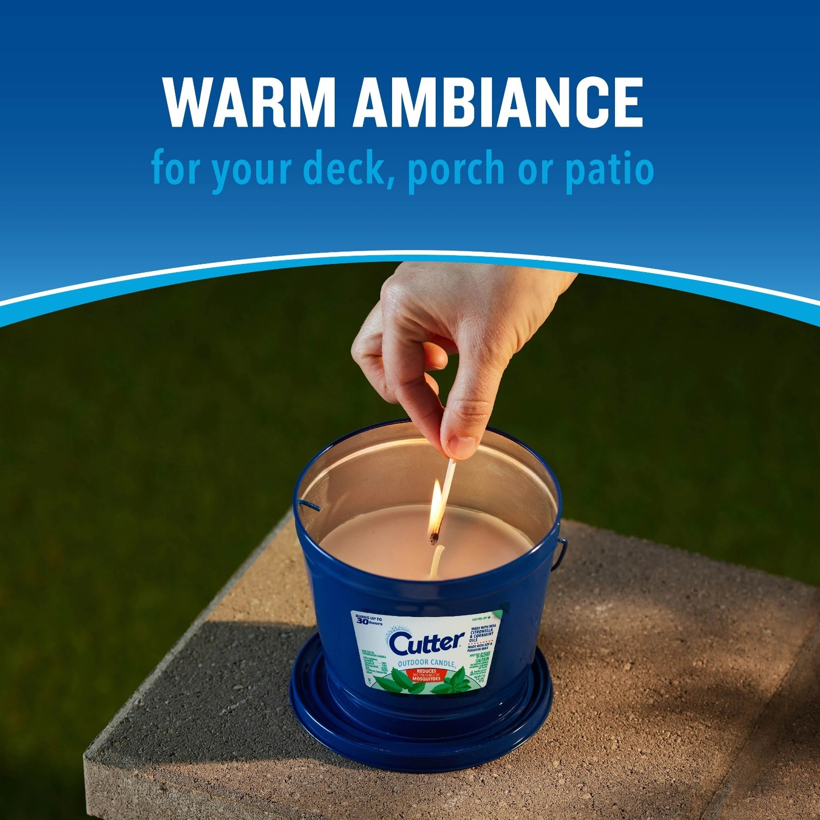 Cutter Candle, Outdoor Soy Wax Candle Made with Real Citronella Oil 17 Ounces
