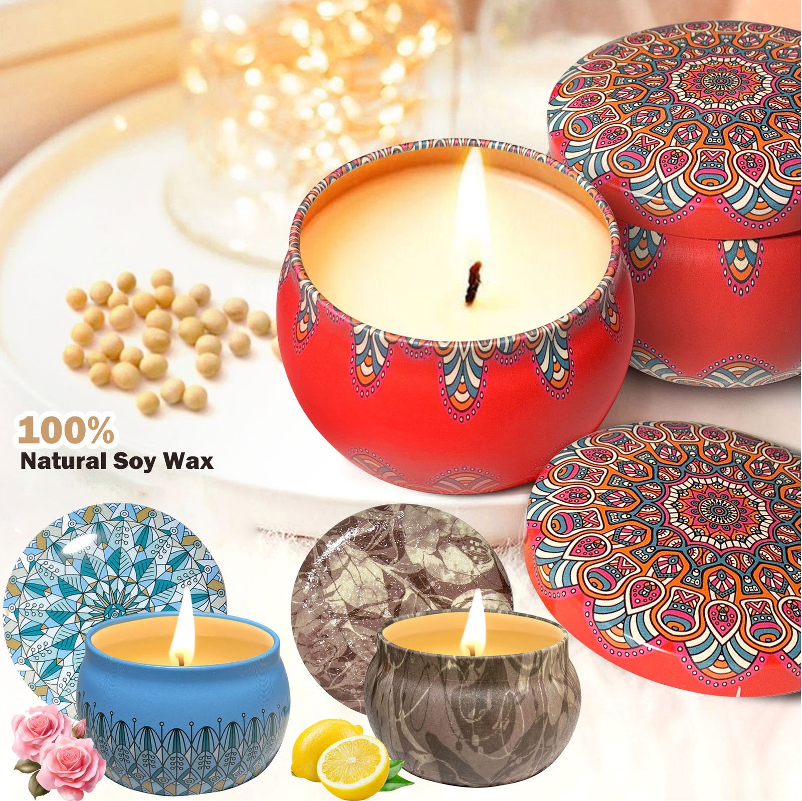 Scented Candles Gifts for Women Natural Soy Wax Candle Long Burning Aromatherapy