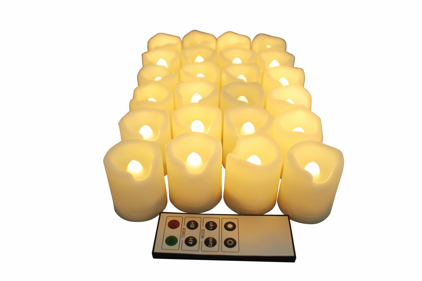 EcoGecko Indoor Outdoor Weatherproof Flameless Warm Glow Votive Candles w Remote