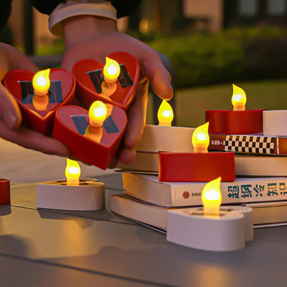 Solar Waterproof Flameless LED Tea Light Candles Flickering Dusk to Dawn Outdoor