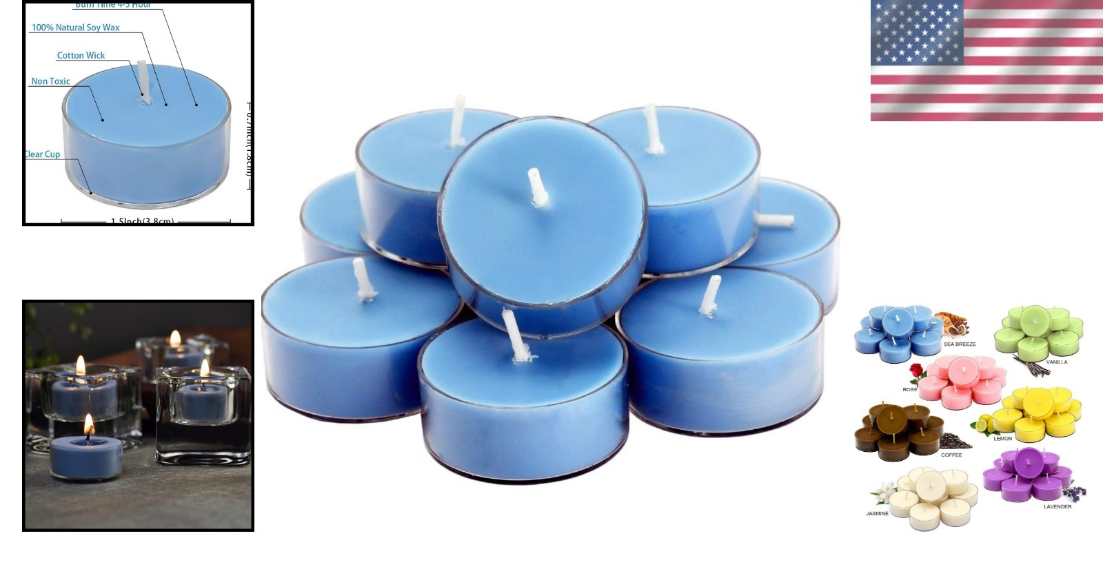 Romantic Ocean Breeze Scented Candles – 4 Hour Burn, Set of 12 for Home Décor
