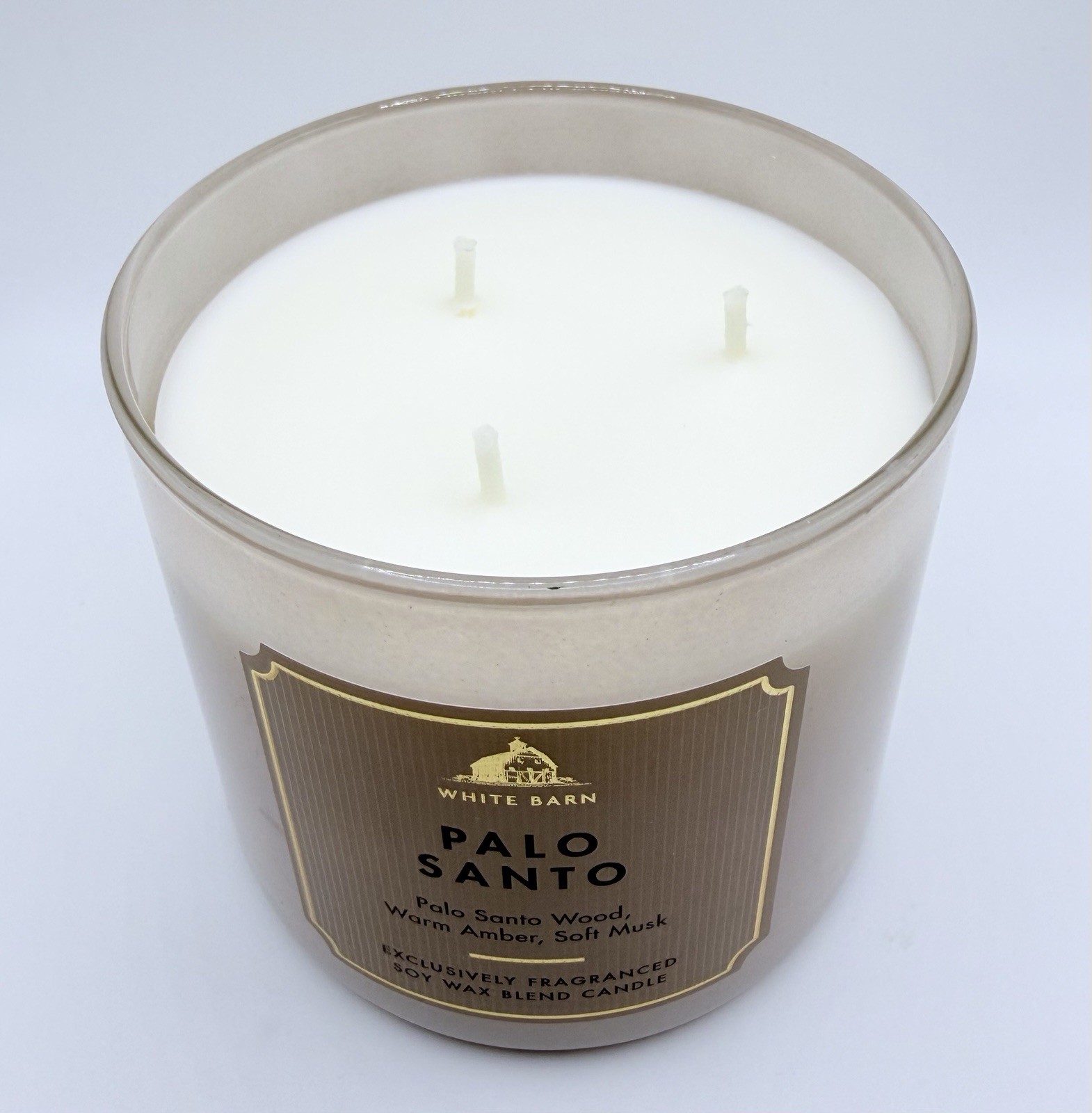 NEW Bath & Body Works Palo Santo White Barn Fragranced 3 Wick Candle Wood Amber