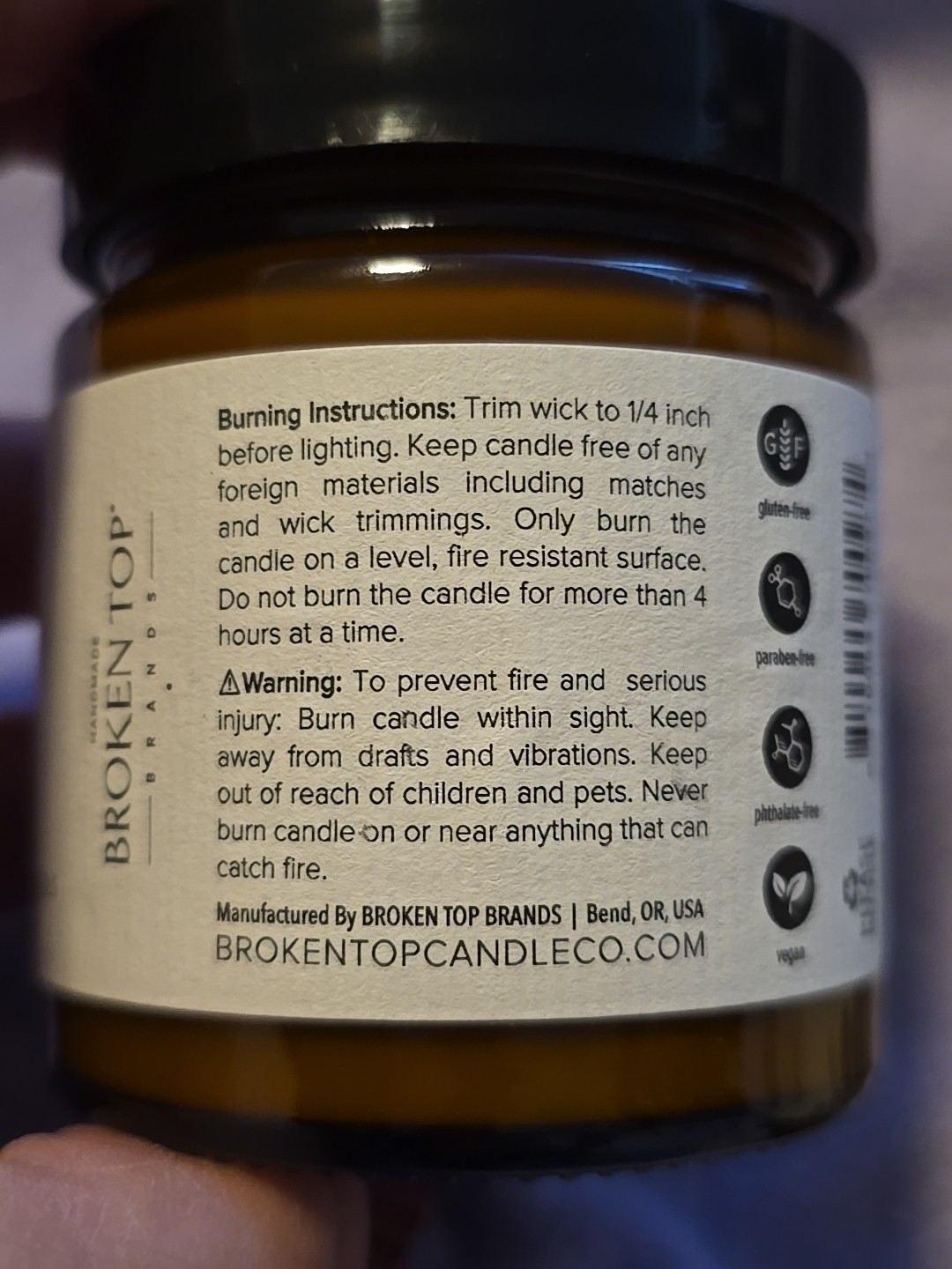 3 Broken Top ~ Pure Soy Wax Vegan Candle ~ 25 Hour Burn Time