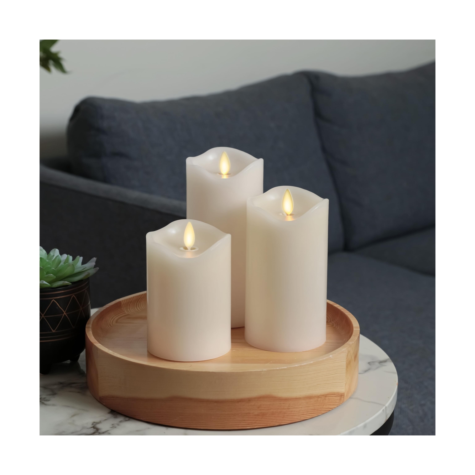 Matchless Candle Co. by Luminara Set of 3 (3″ x 4.5″,5.5″,6.5″) Flameless LED…