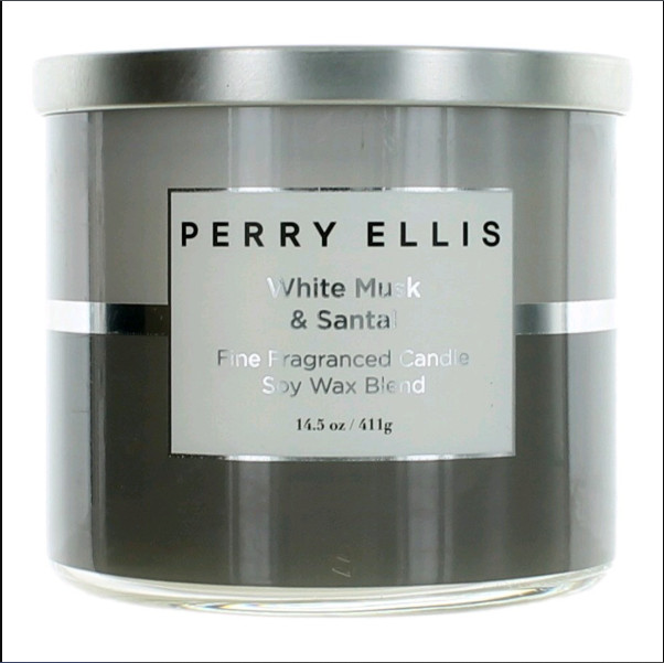 Perry Ellis 14.5 oz Soy Wax Blend 3 Wick Candle – White Musk & Santal