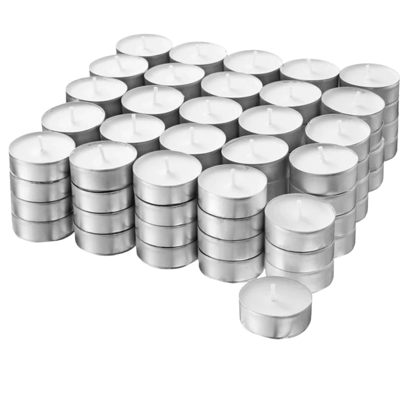 Long Burning Unscented Tea Light Candles, In White Pack Of 100