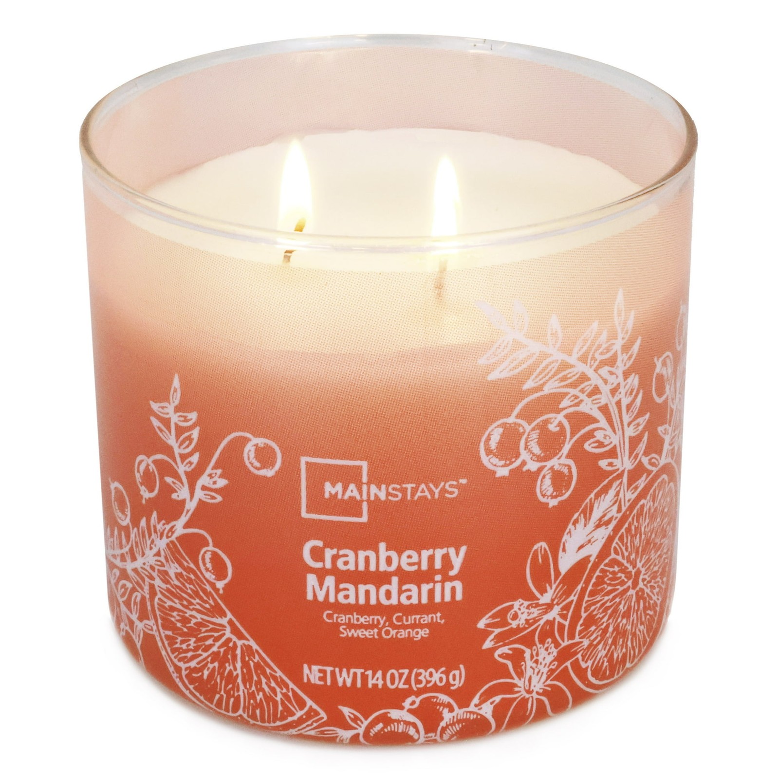 3-Wick Cranberry Mandarin Scented Candle–14 oz Ombre Jar Free Shipping in 2 days