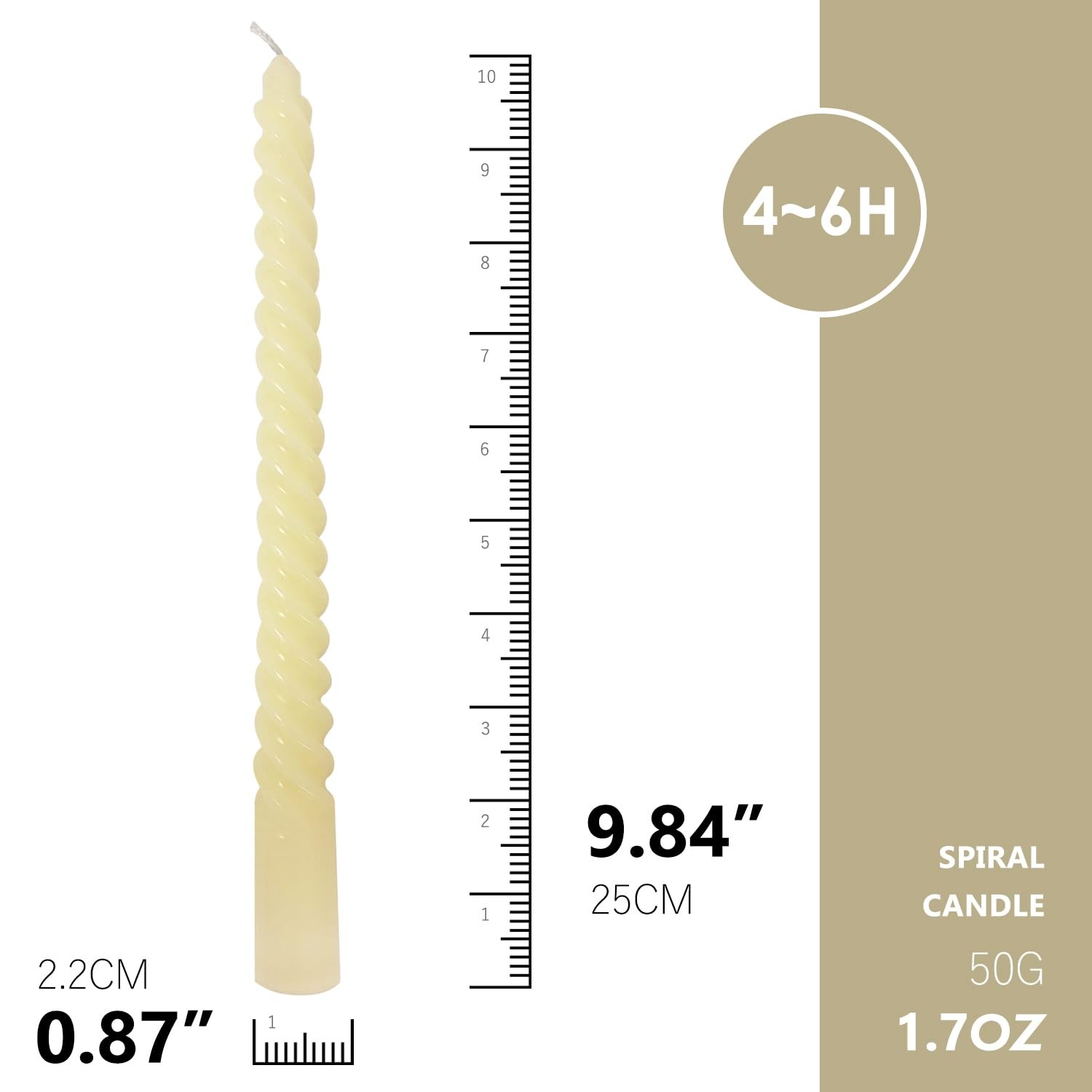 Ivory Spiral Taper Candles Unscented Dripless Candlesticks Long Burning 4 Set