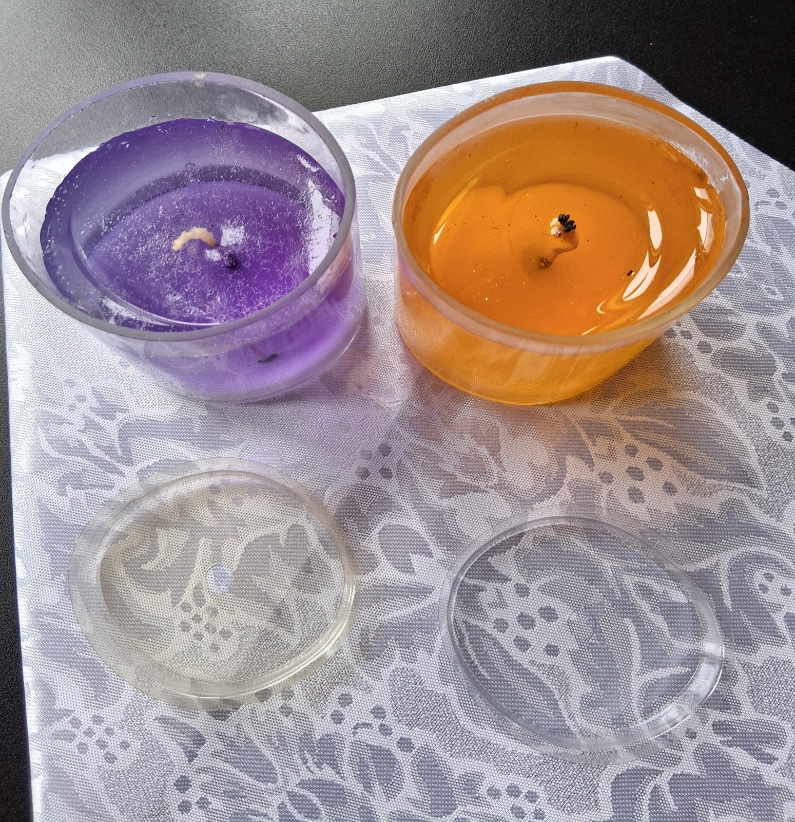 Gel Candle Lot of 4 McAuley’s Vanilla and Mulberry, Purple and Yellow Oval 3″