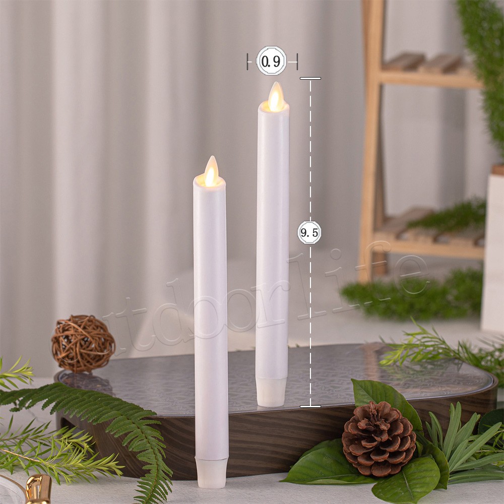 4PCS Luminara Flameless LED Wax Taper Candles with Remote Moving Wick White 9.5″