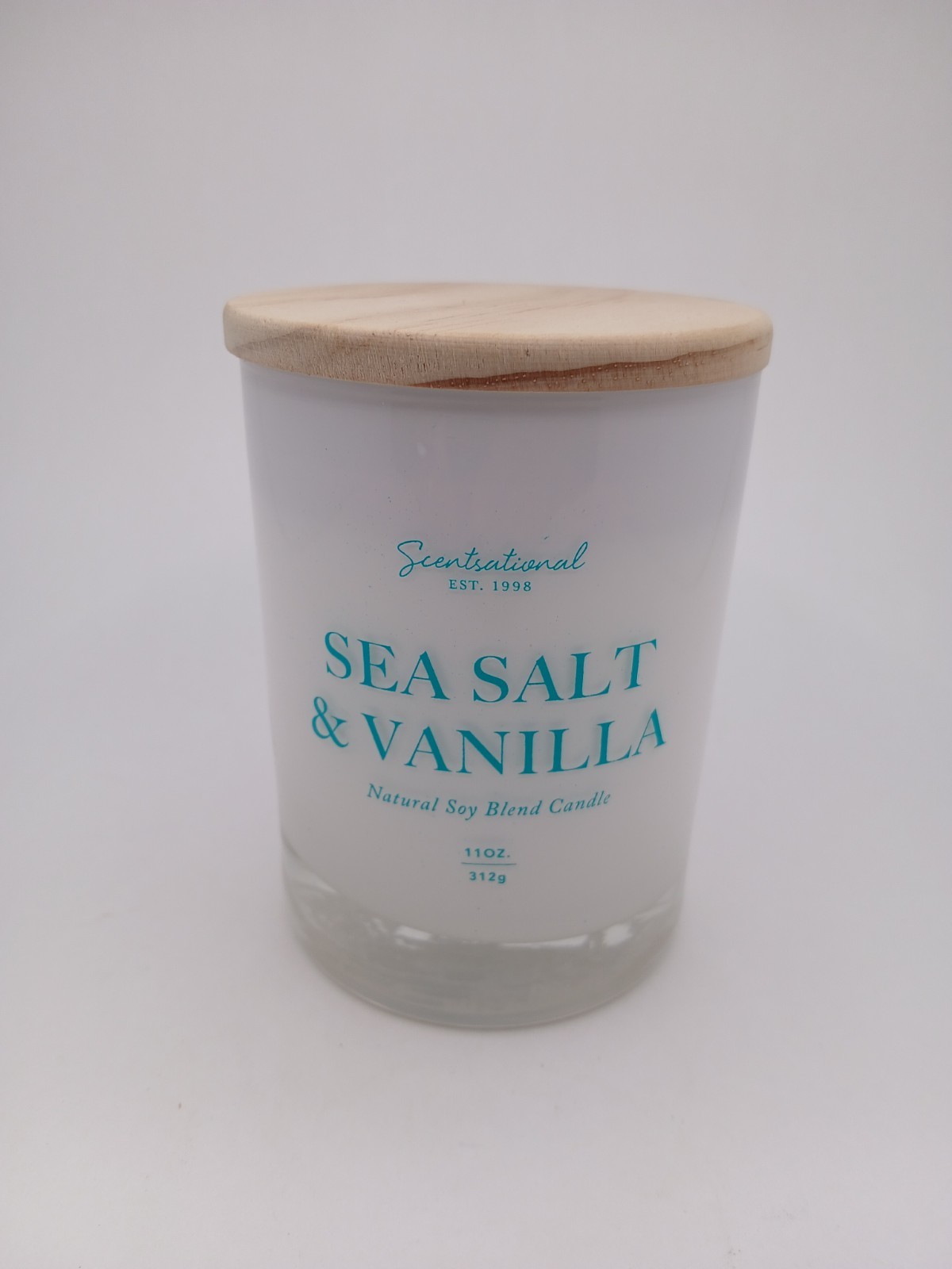 ScentSational Sea Salt & Vanilla Soy Candle 11oz Natural Soy Blend w/ Wood Lid