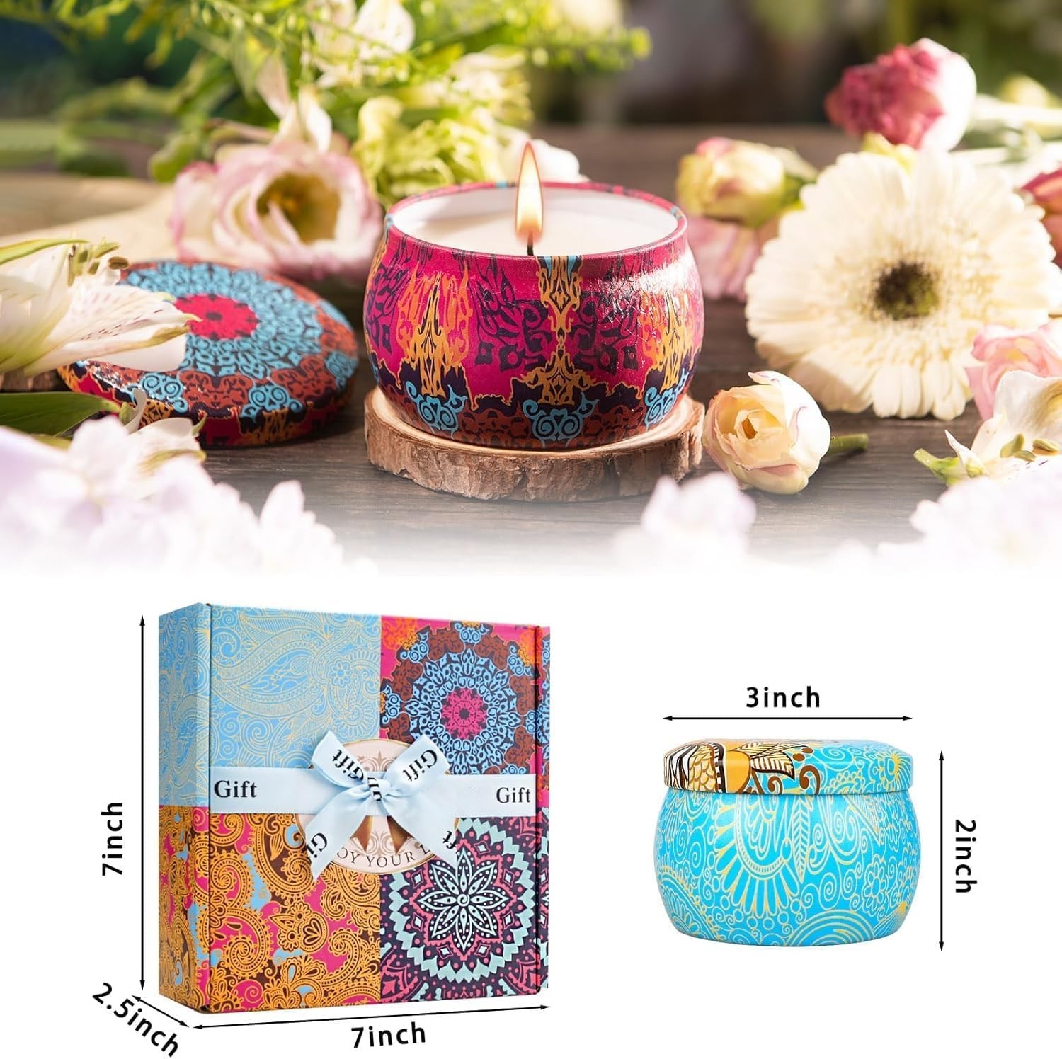 Candles Gift Set for Women, 4 Pack Scented Candles with 8% Essential Oils, 12…