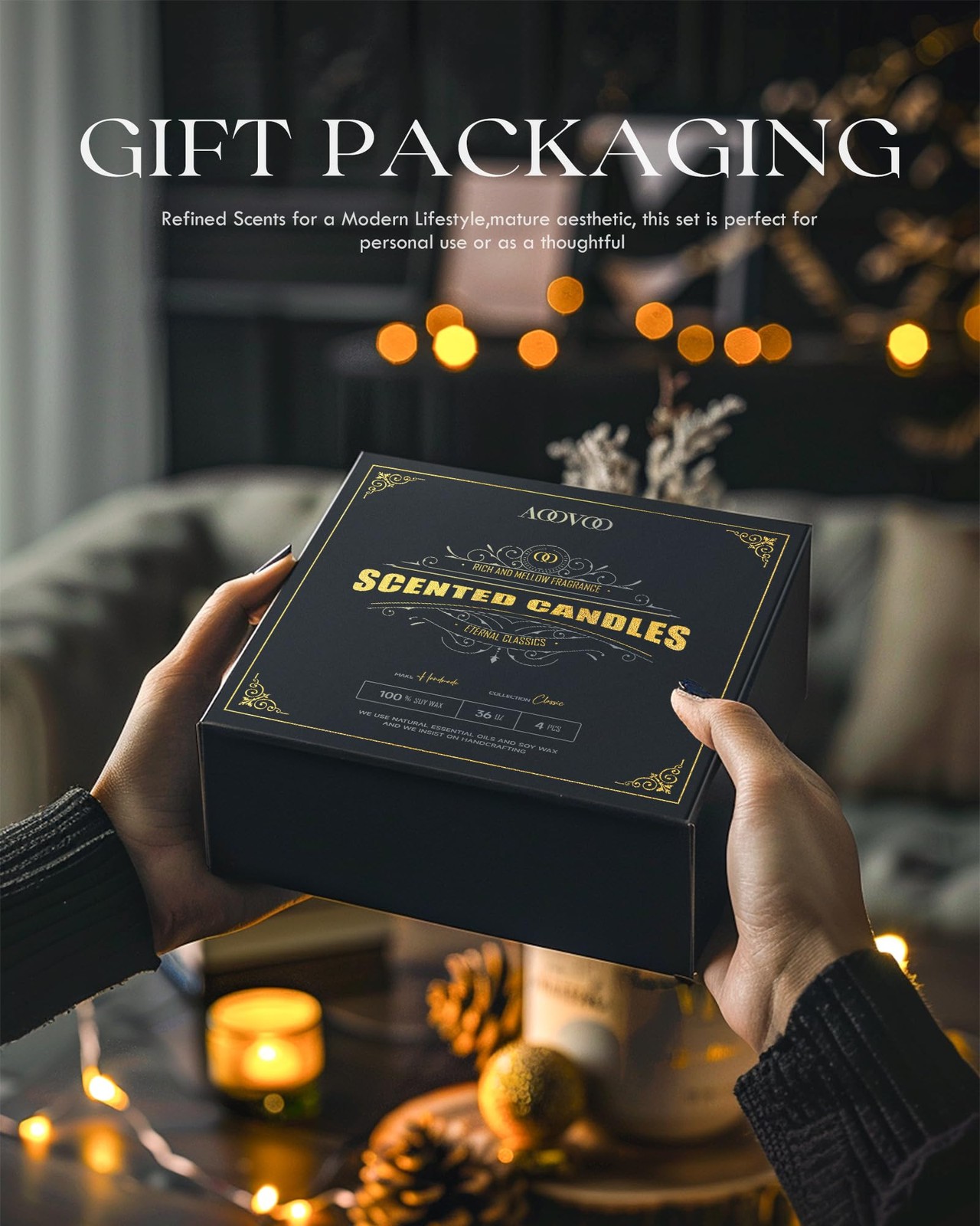 Scented Candles for Men – 4 Pack Candles for Home Scented, 36oz Soy Wax, 200 …