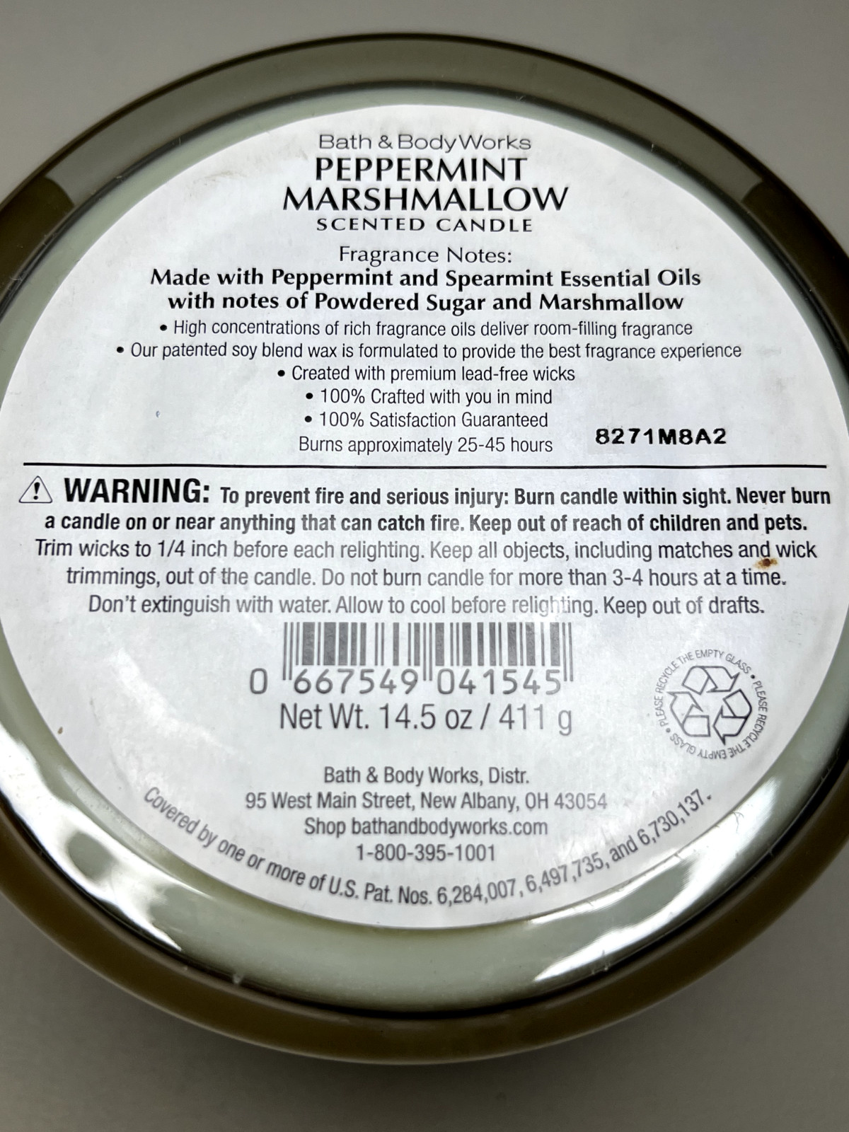 Bath&Body Works PEPPERMINT MARSHMALLOW 3 Wick Candle SCENTED CANDLE 14.5 Oz RARE