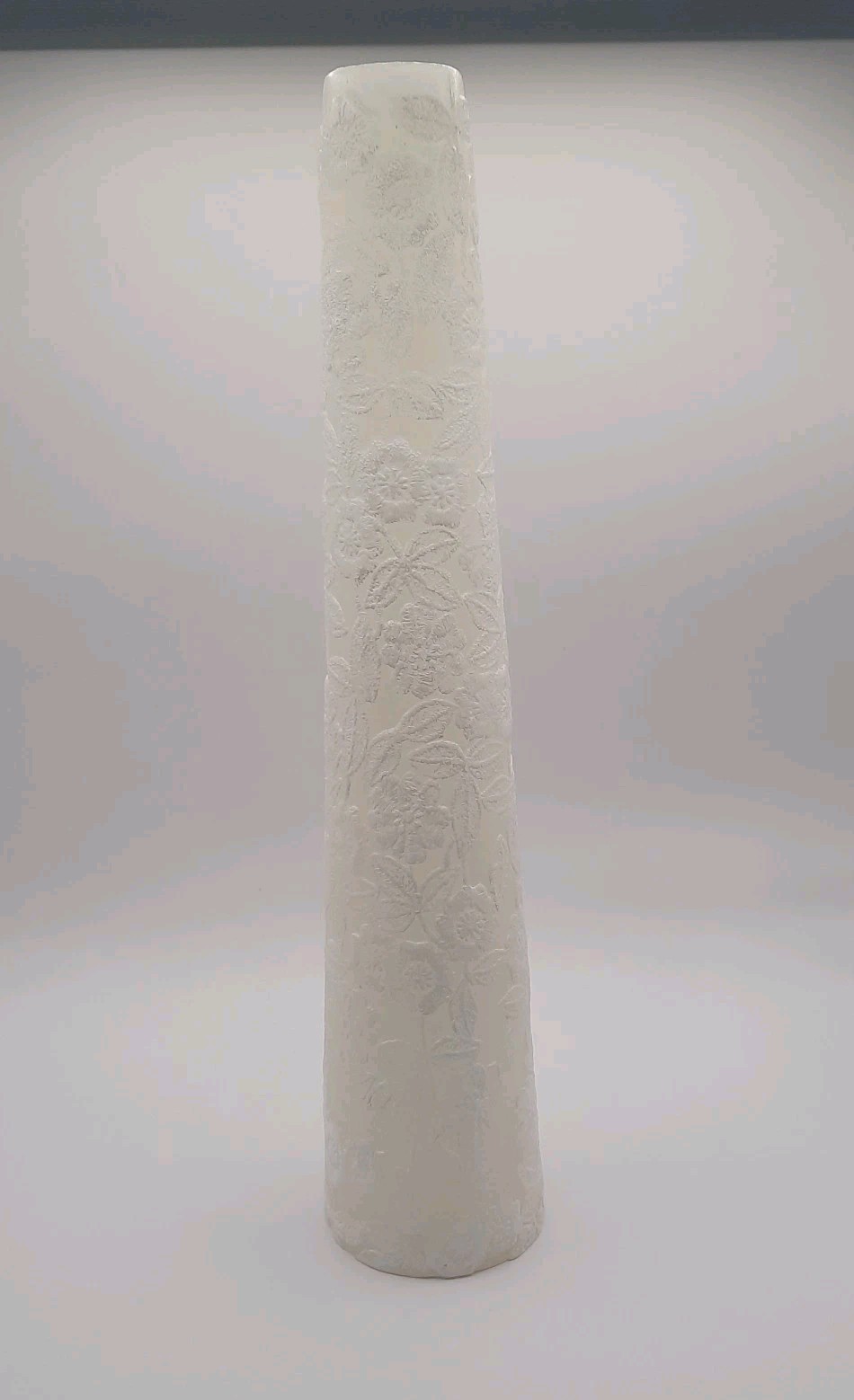 Tall Pillar Candle 17 Inch White Floral Unscented Altar Wedding Baptism Church