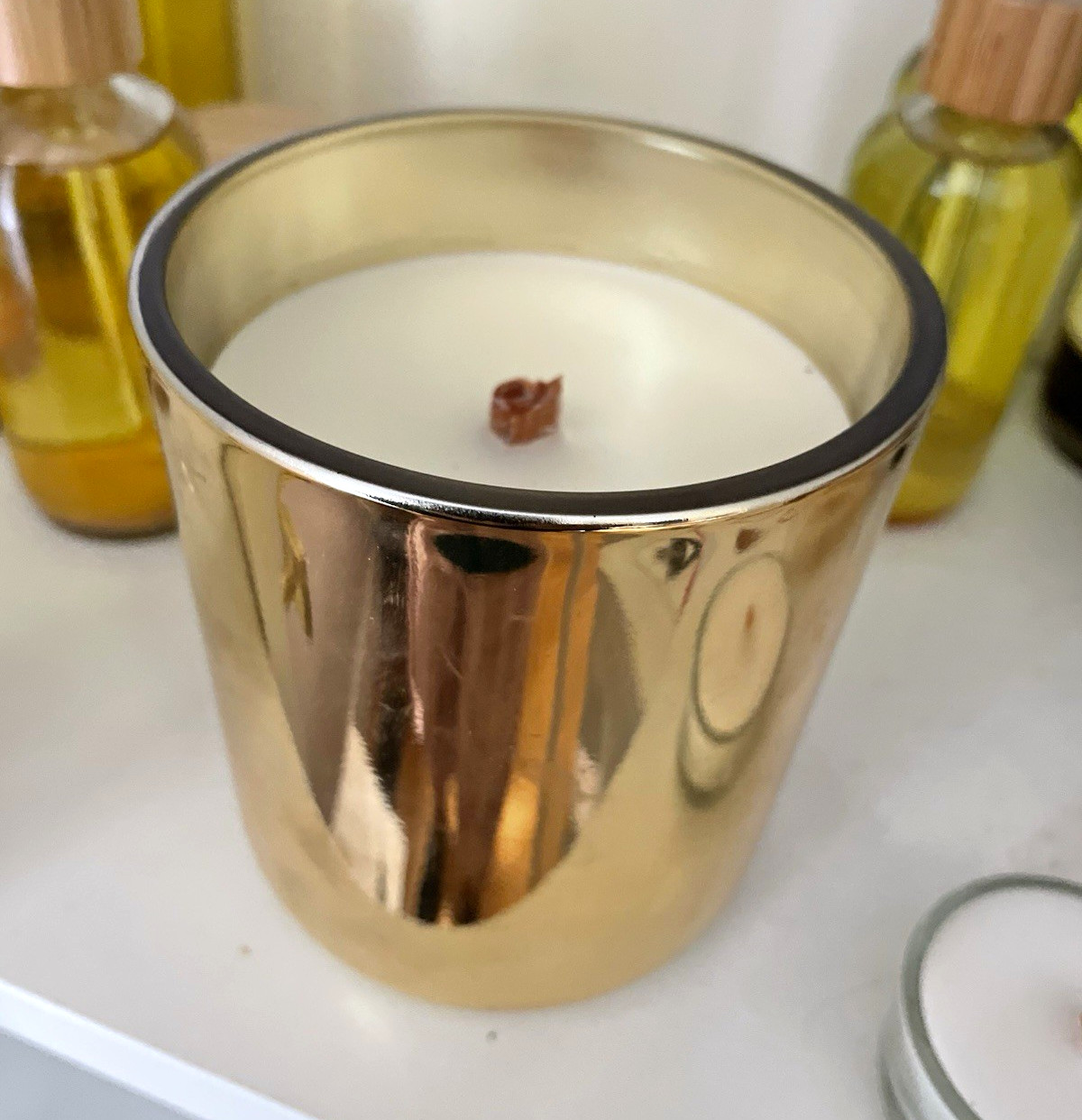 Gold Glass Jar-420 Scented Candle, Single Wick Decorative Modern Indoor, 1 Pack