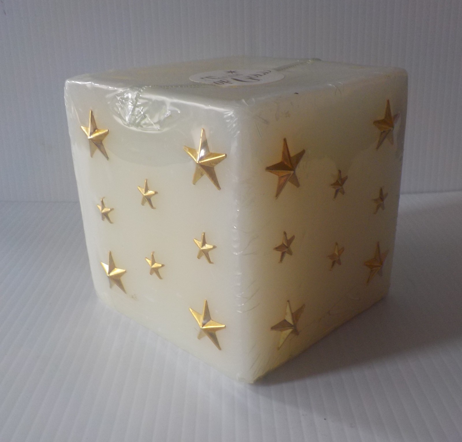 Vintage Factory Sealed “A Touch of Gold” Decorative Wax Candle/Cream; Gold Stars