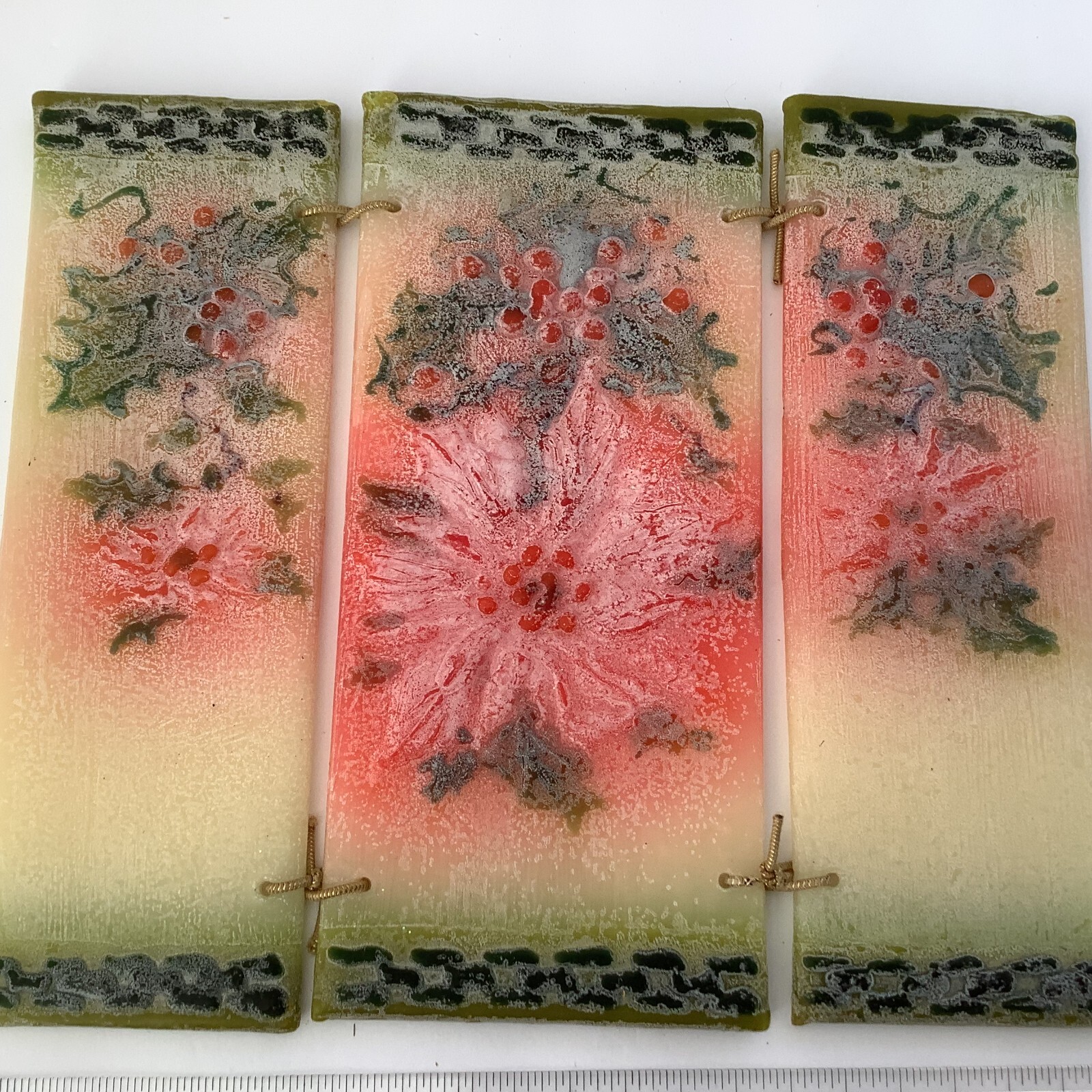 Beeswax Embossed Floral Plaque Wall Art 10x 9″ Signed Natural