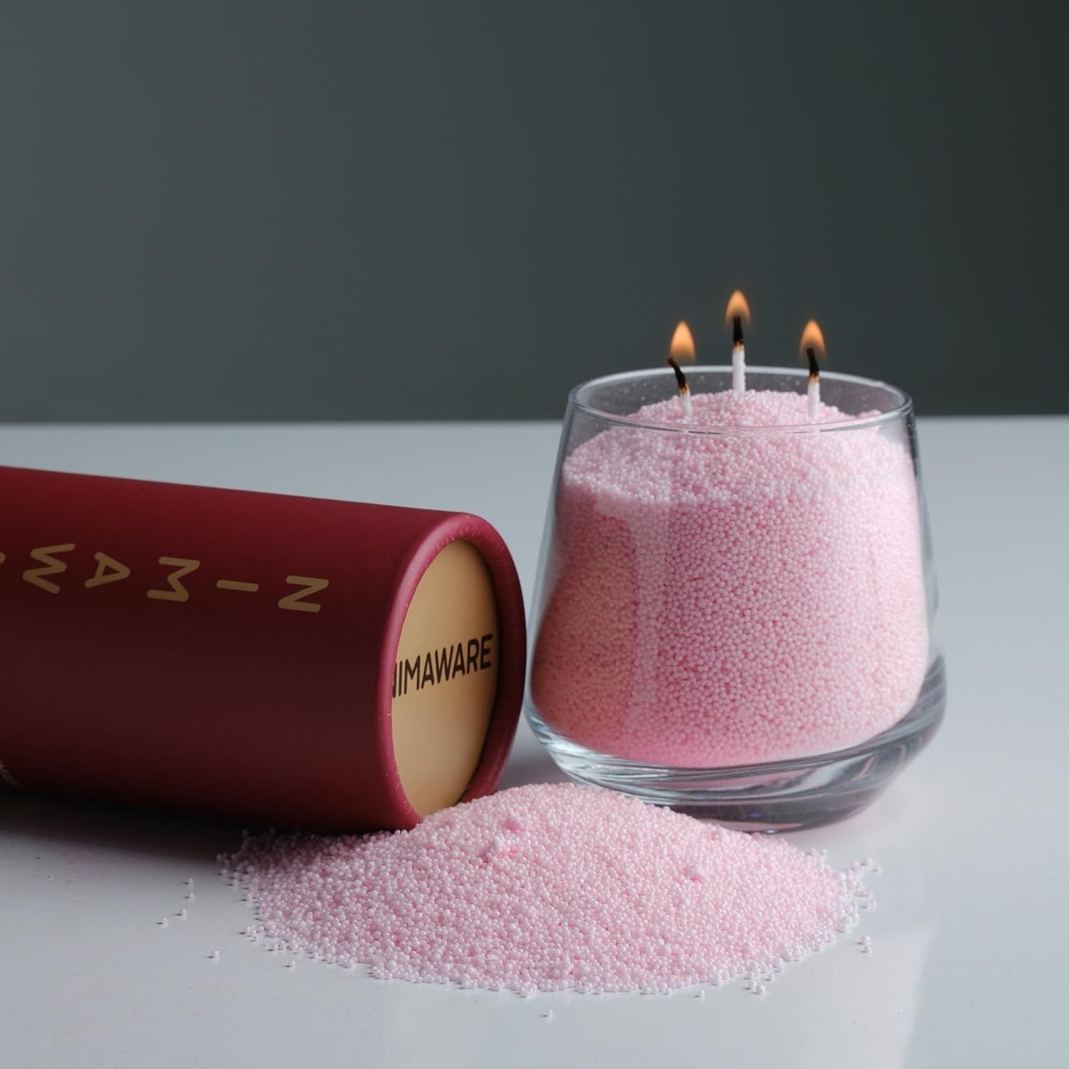 Pink Pearled Candle Sand Making Creative Candles 8.8oz + 30 Wicks 120+ Hours Fun