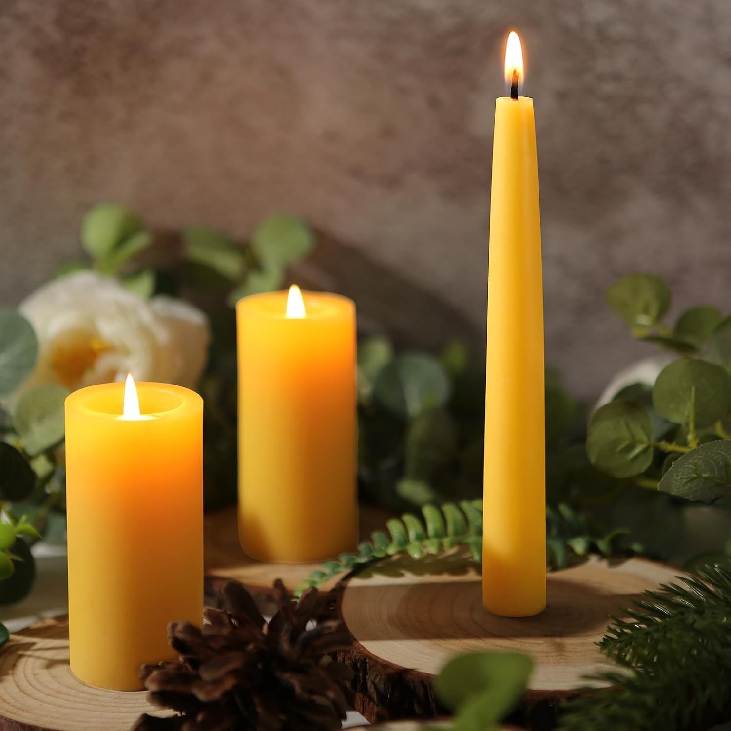 Handmade Beeswax Taper Candles – Elegant 6 Pack for Wedding, Prayer, or Home