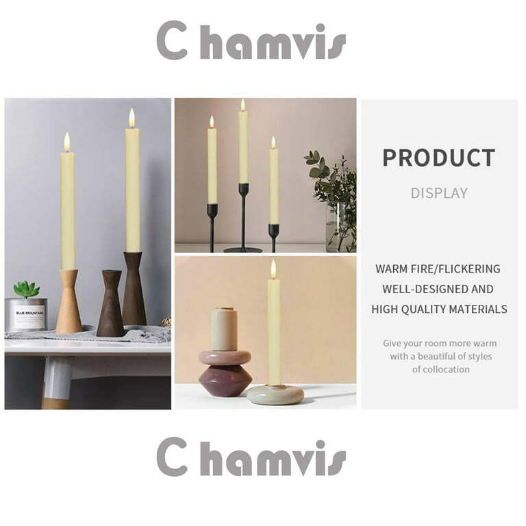 Flameless Taper Candles Light Flickering Battery Operated with Remote Timer LED