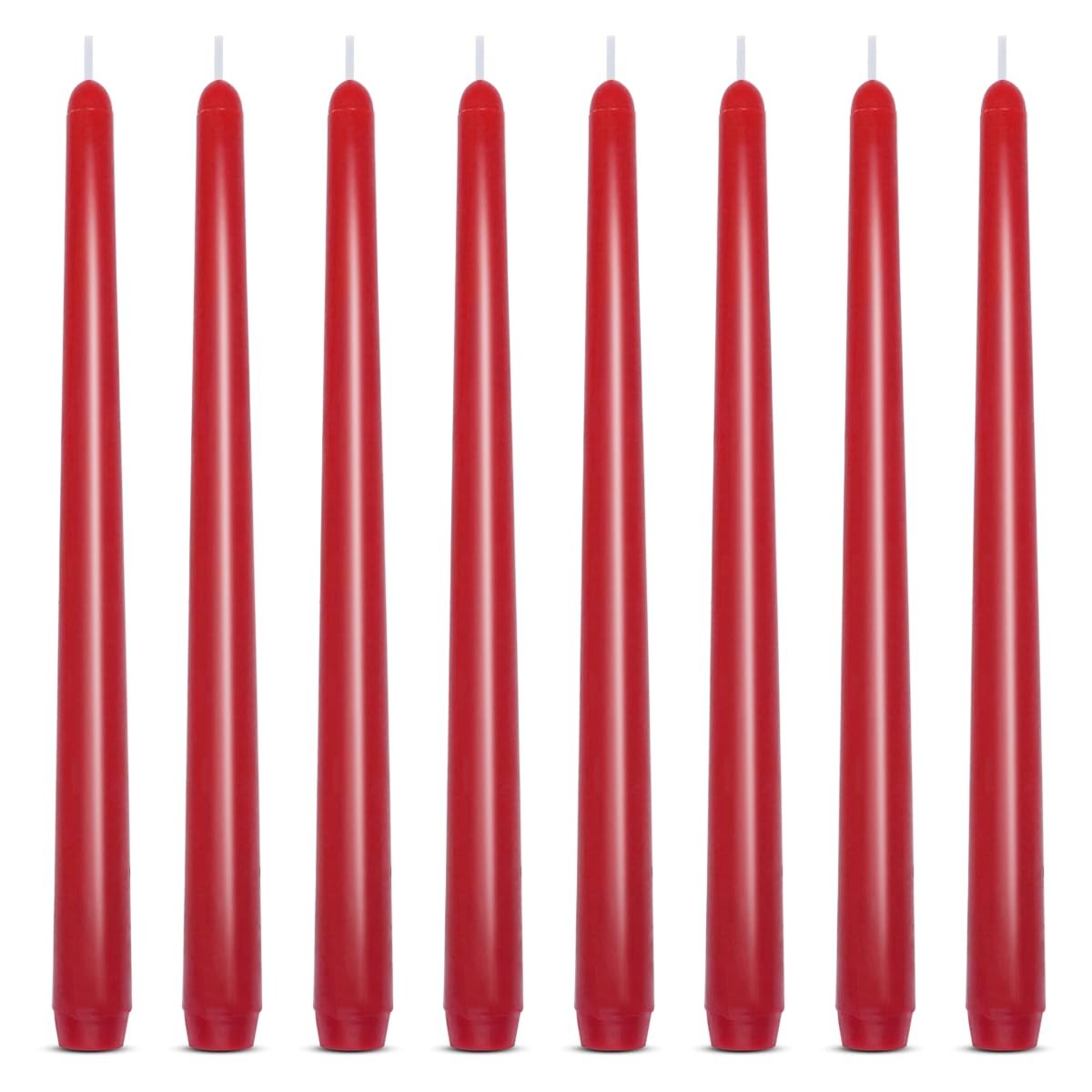 Set of 8 10 Inch Red Taper Candles, Dripless Unscented 8 Packs,