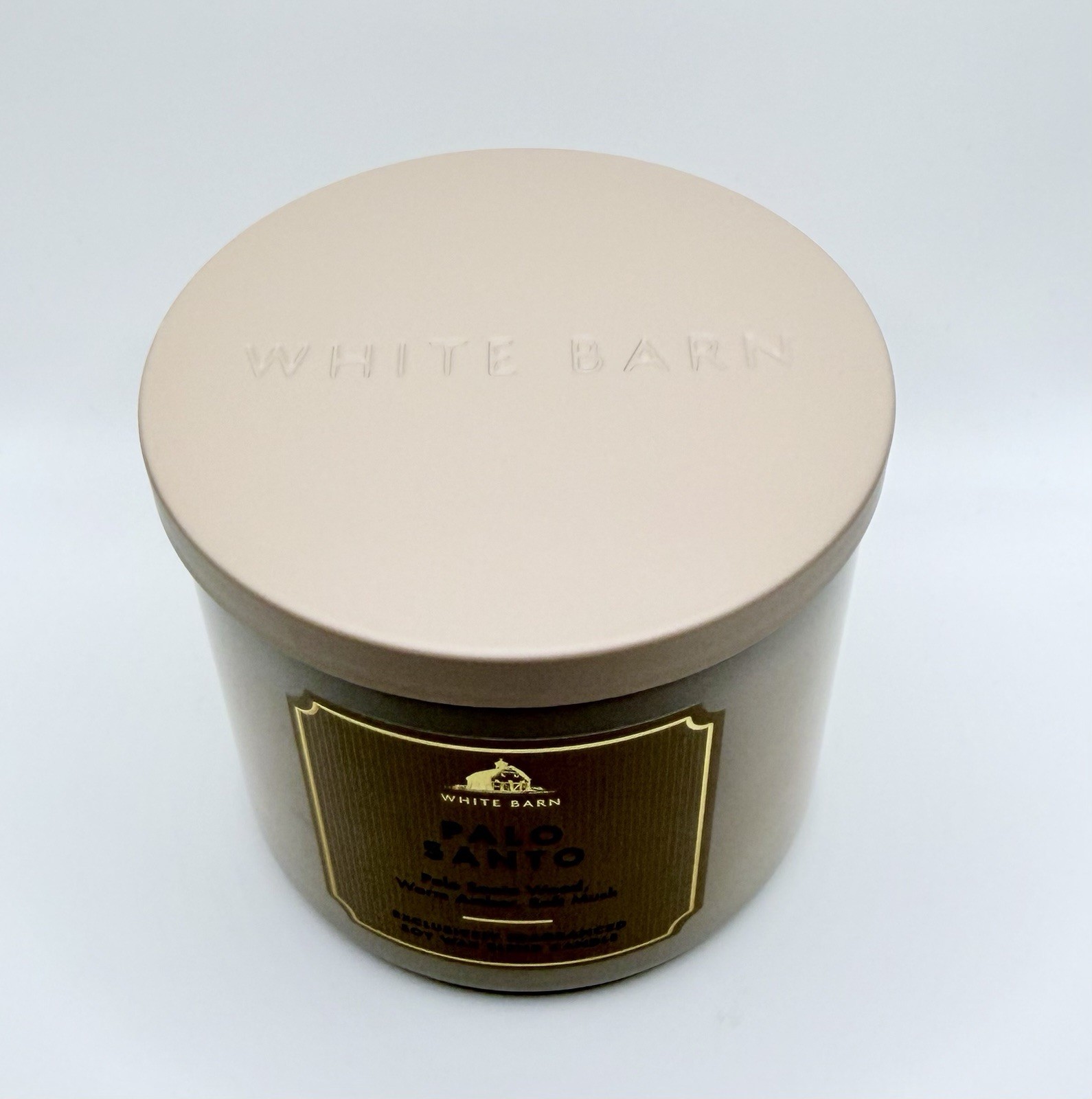 NEW Bath & Body Works Palo Santo White Barn Fragranced 3 Wick Candle Wood Amber