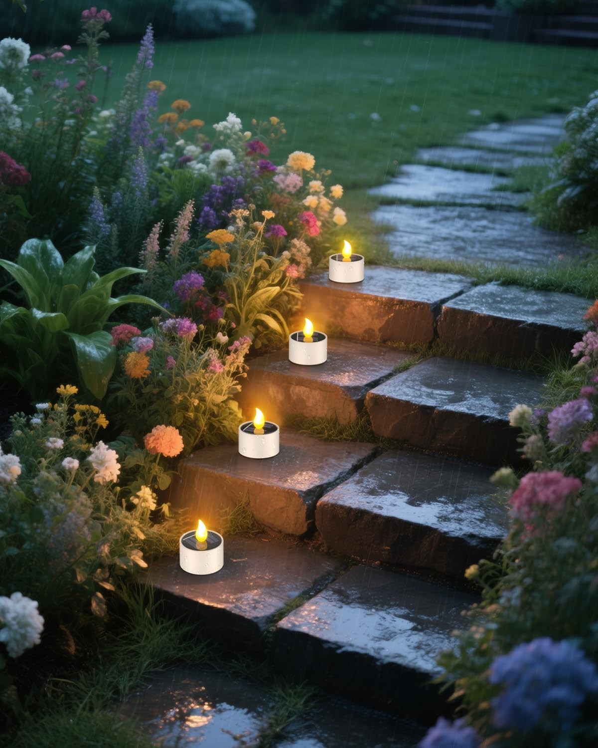 SoulBay 6pcs Solar Power Tea Lights Outdoor Candle Flameless Flicker IP65 Wat…