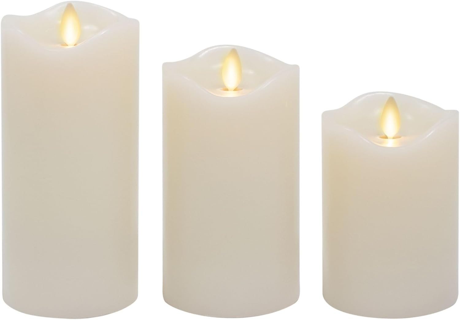 by Luminara Set of 3 (3″ x 4.5″,5.5″,6.5″) Flameless LED F
