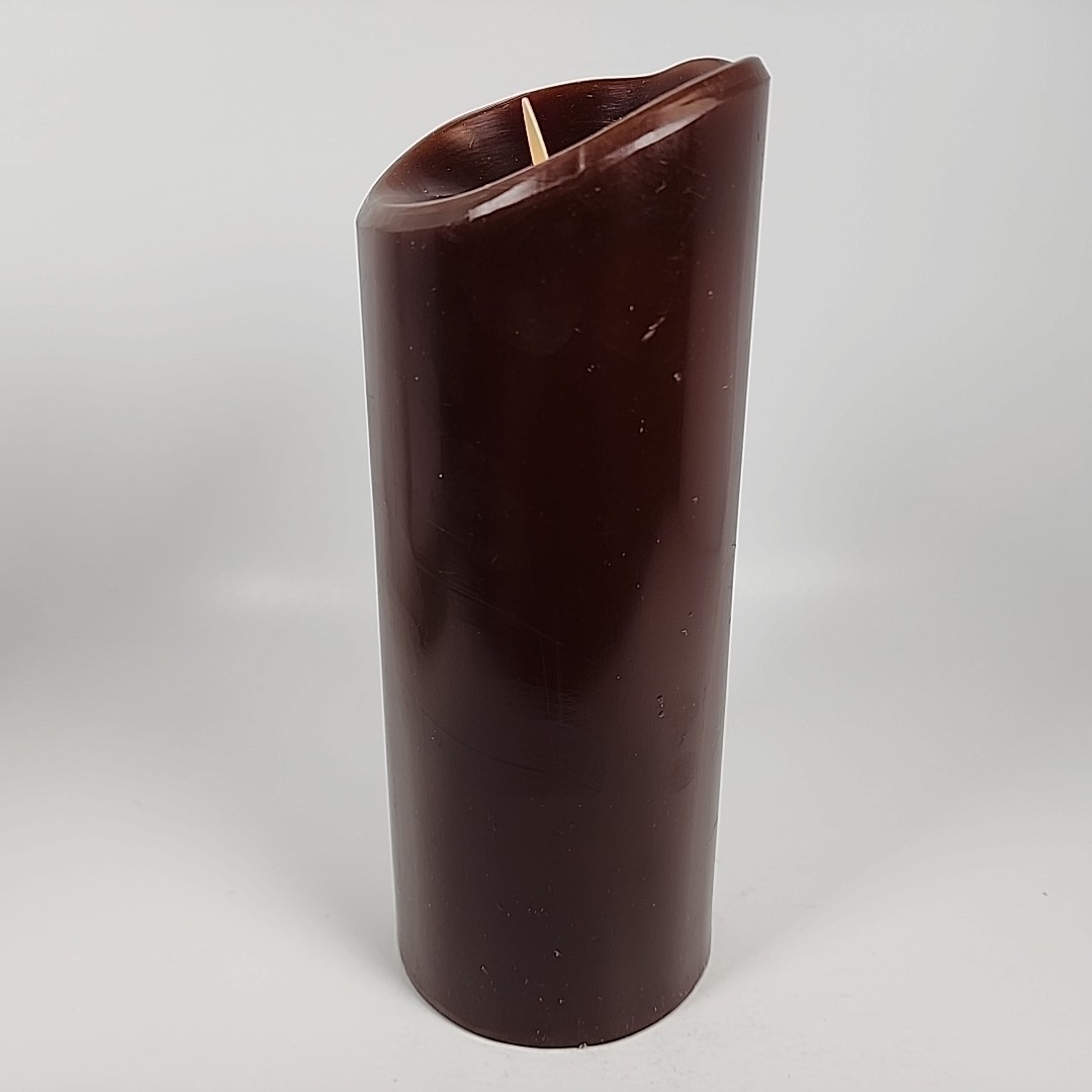 Luminara 8” Dark Brown Real-Flame Effect Candle w/Remote Control