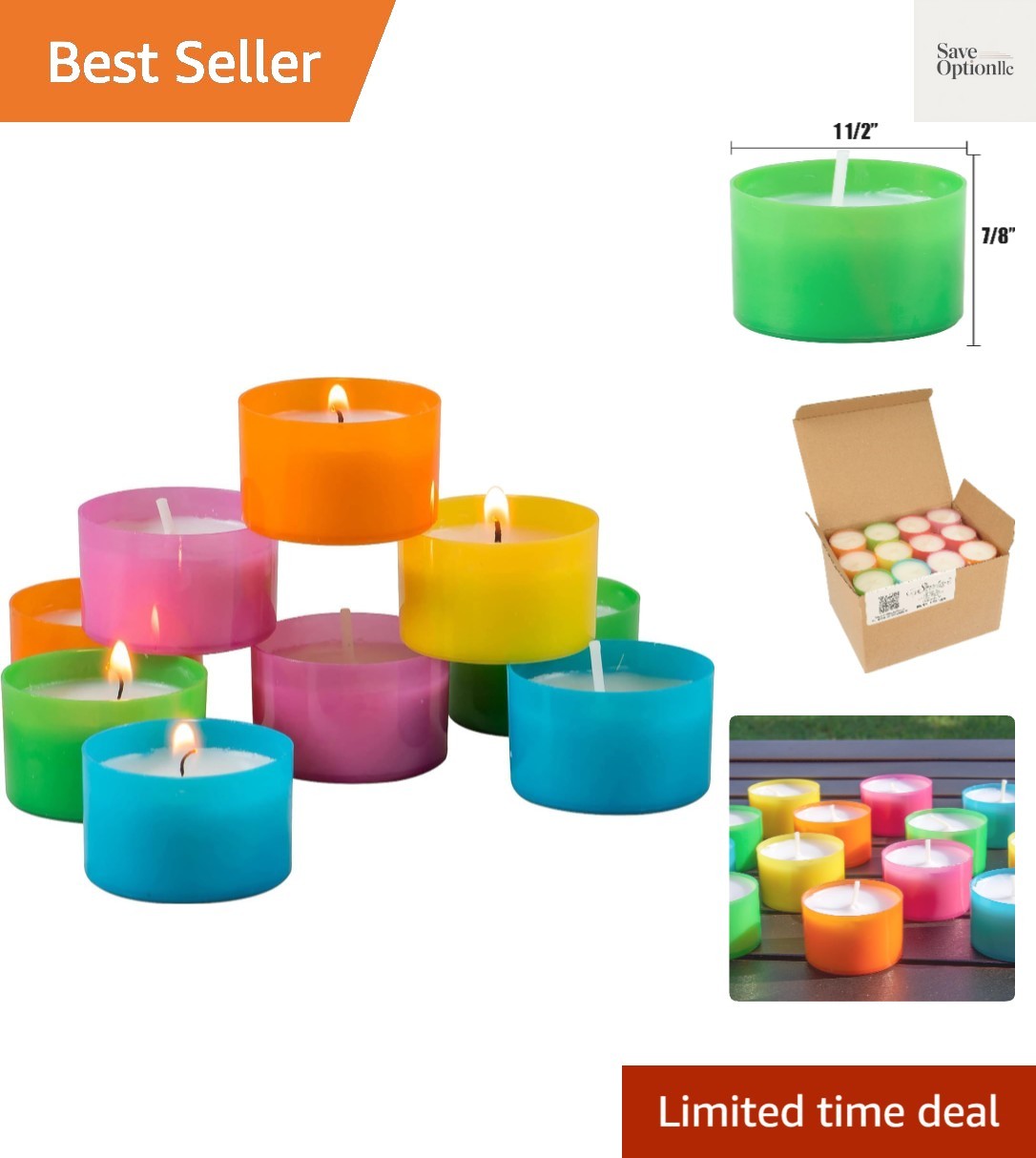 Multicolor Tea Light Candles — 6 to 7 Hour Burn Time, Unscented Long-Lasting …