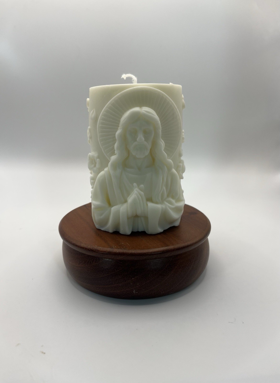 Homemade Religious Decorative Wax Candle with Jesus Figure for Living Room