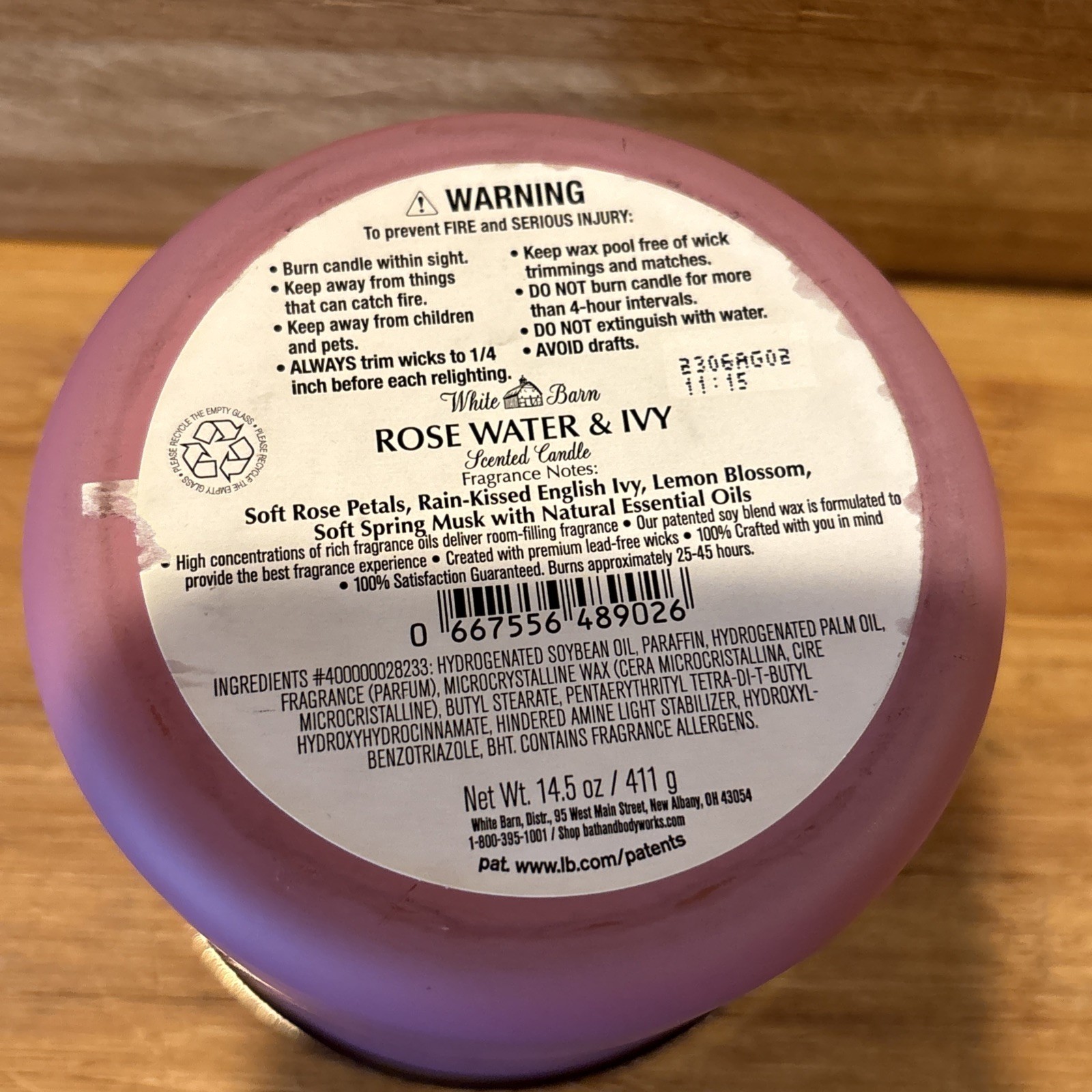 Bath & Body Works White Barn Rose Water & Ivy 3-Wick Candle 14.5 oz For Gift NEW