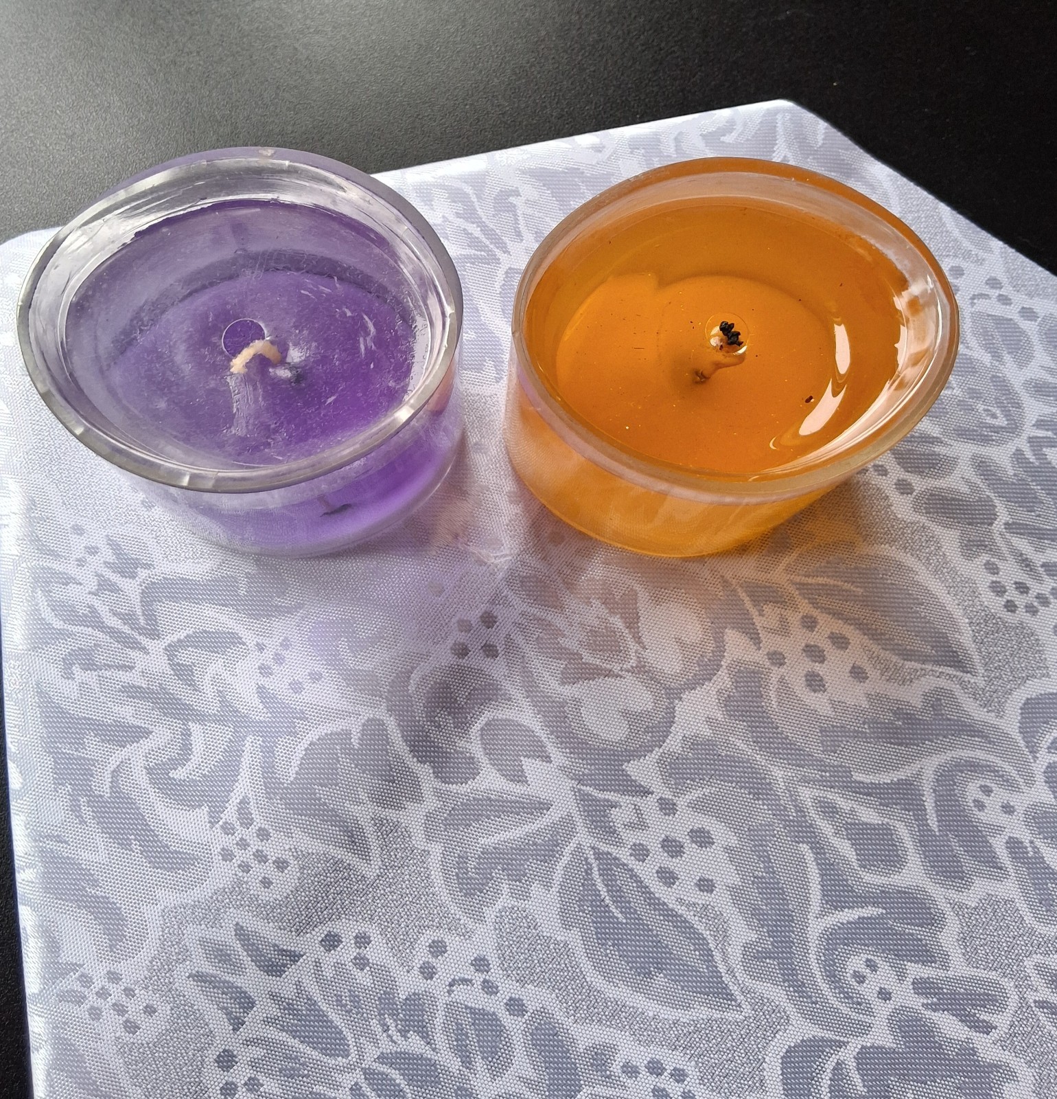 Gel Candle Lot of 4 McAuley’s Vanilla and Mulberry, Purple and Yellow Oval 3″
