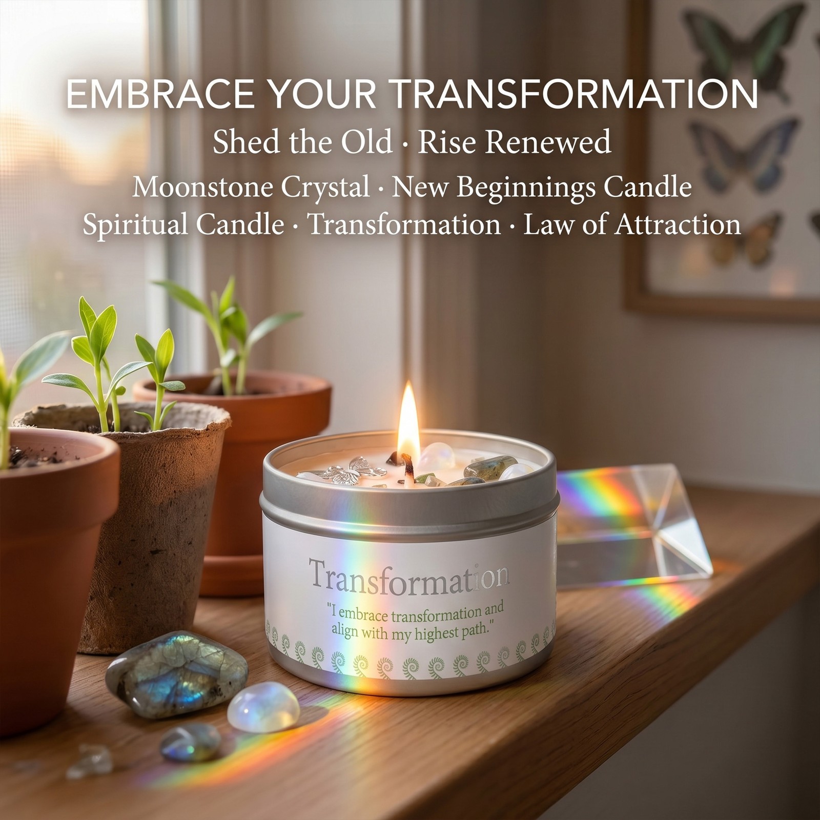 1 Pack EVODUCK New Beginnings Crystal Candle Moonstone Transformation 3 oz