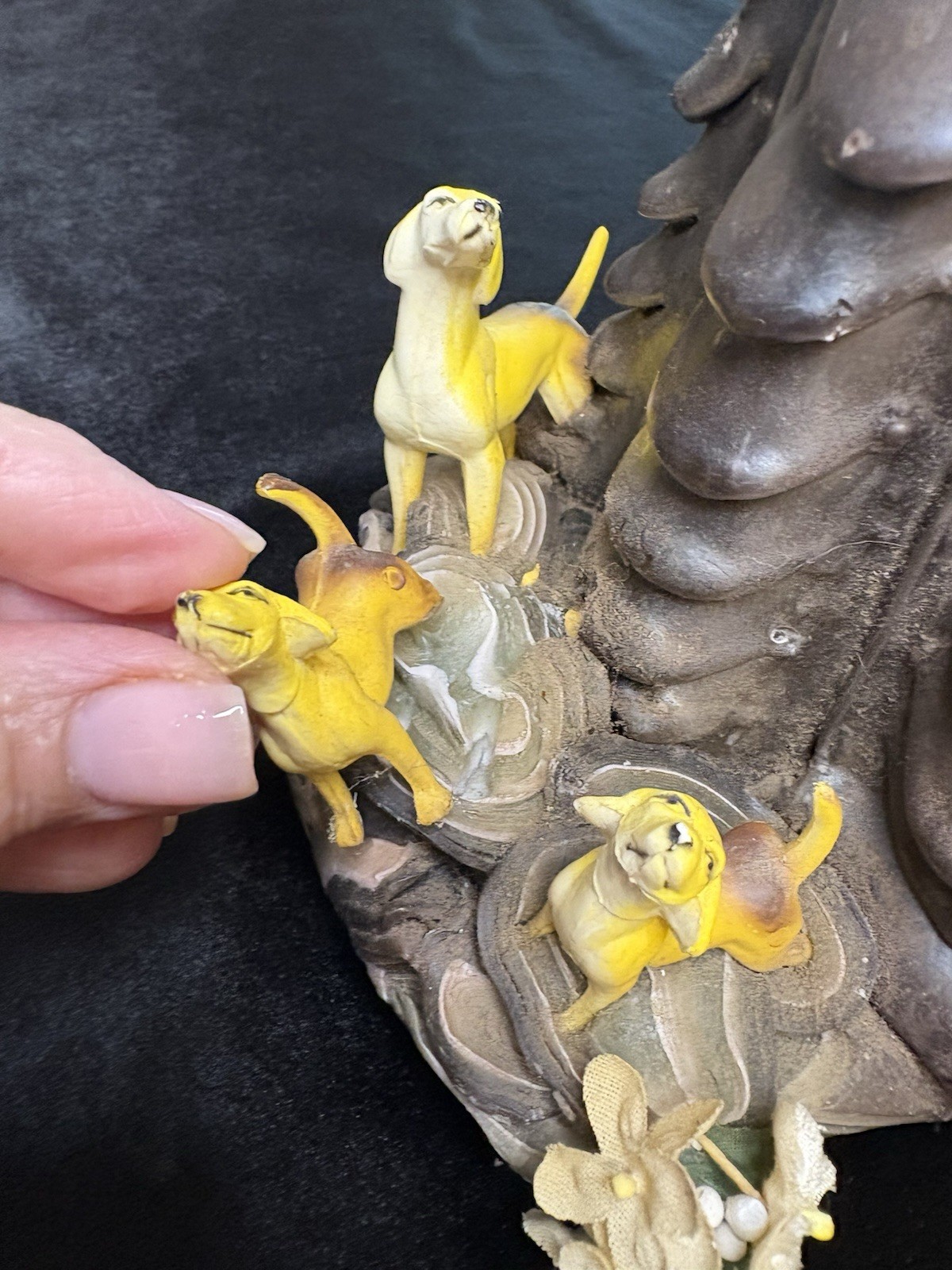Vintage Tree Stump Wax Art Candle / Whimsical Woodland Animal Figurines